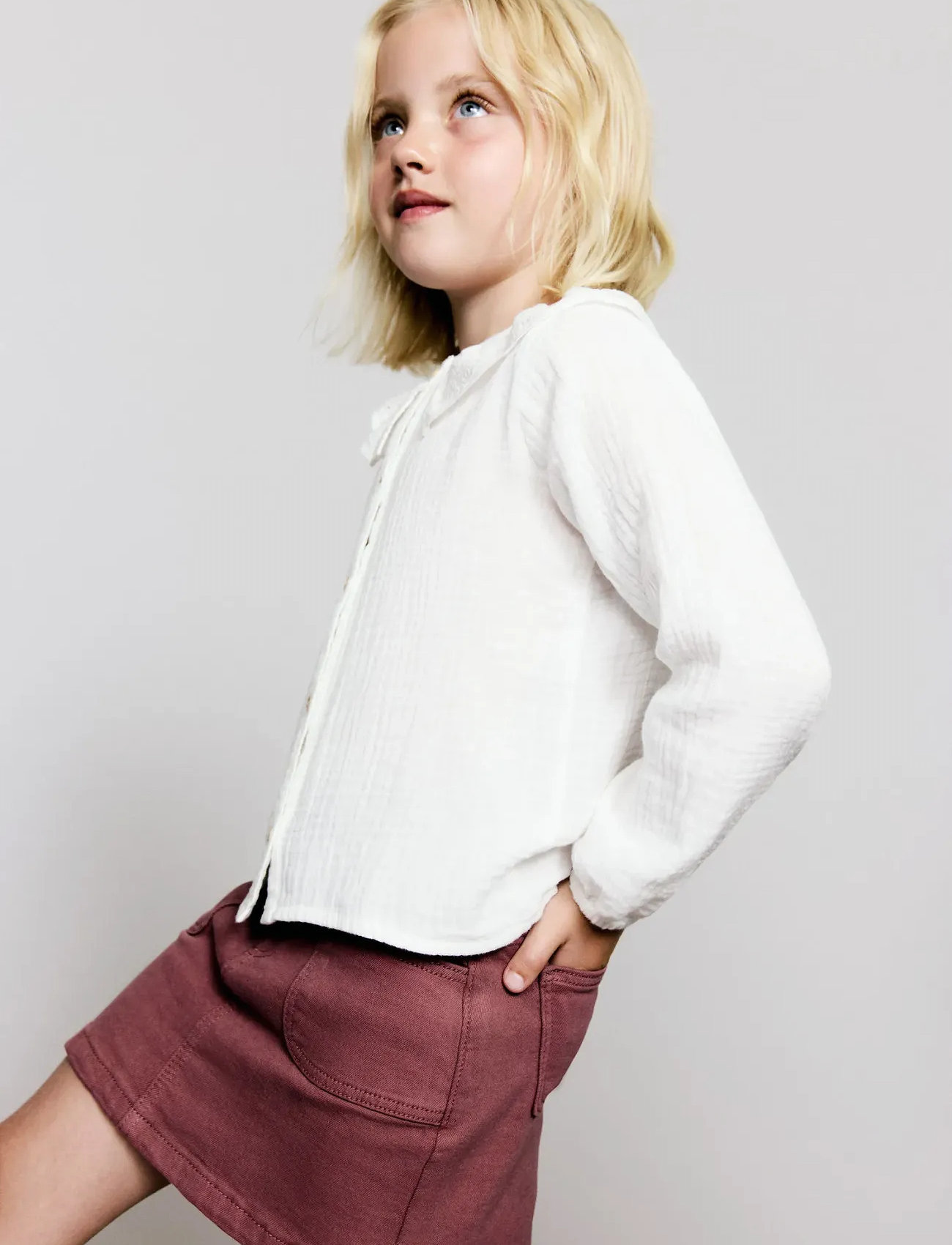 Mango Bambula Embroidered Blouse, 3-4, White, Skjorter > Kortærmede Shirts, Børn