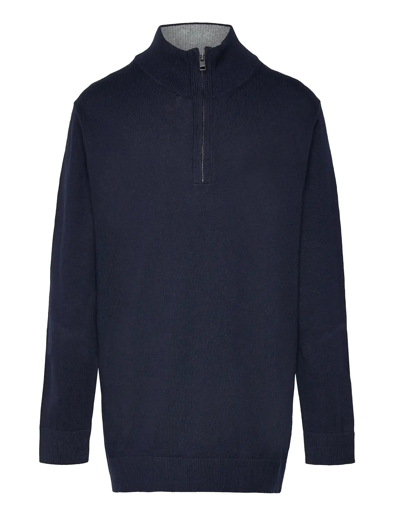 MANGO Zip Neck Jumper Navy - 7-8 - Kinder