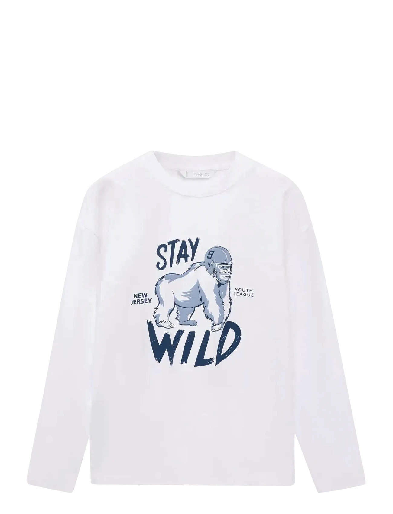 Mango Short-Sleeved Printed T-Shirt, 9-10, White, T-Shirts > Langærmede T-shirts, Børn