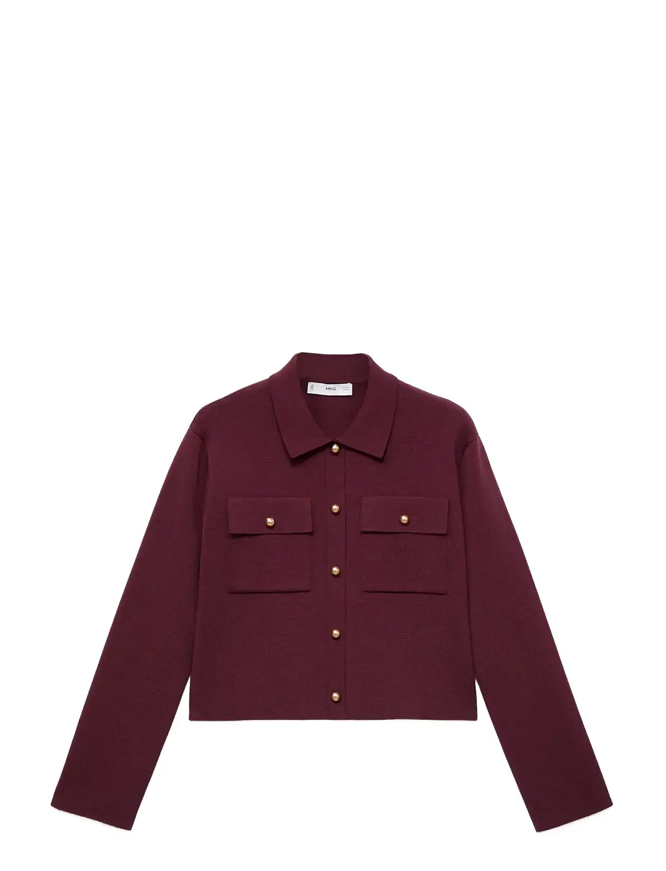 MANGO Pocket Knit Jacke Burgundy - XS - Damen