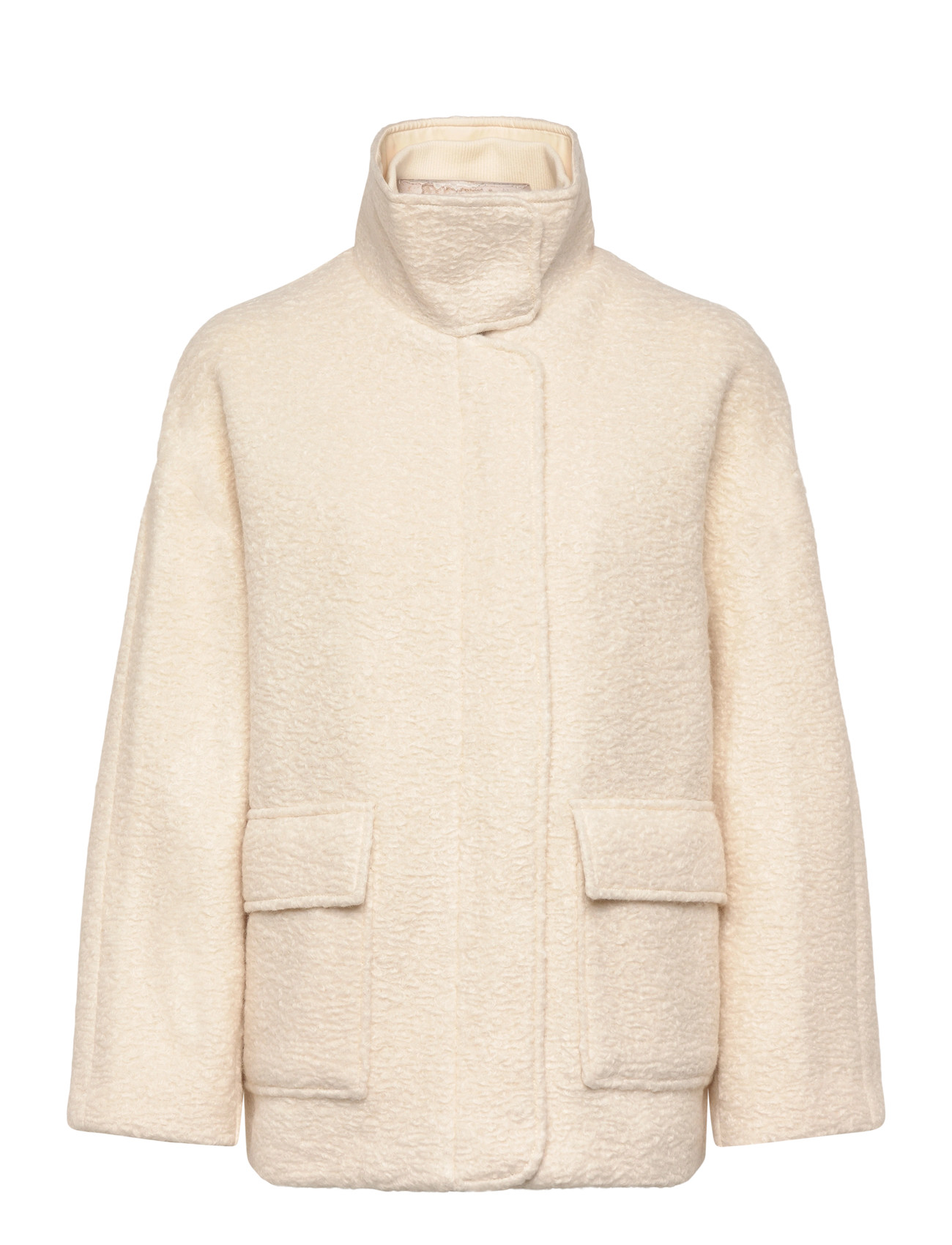 MANGO Bouclé Jacke With High Neck Cream - M - Damen