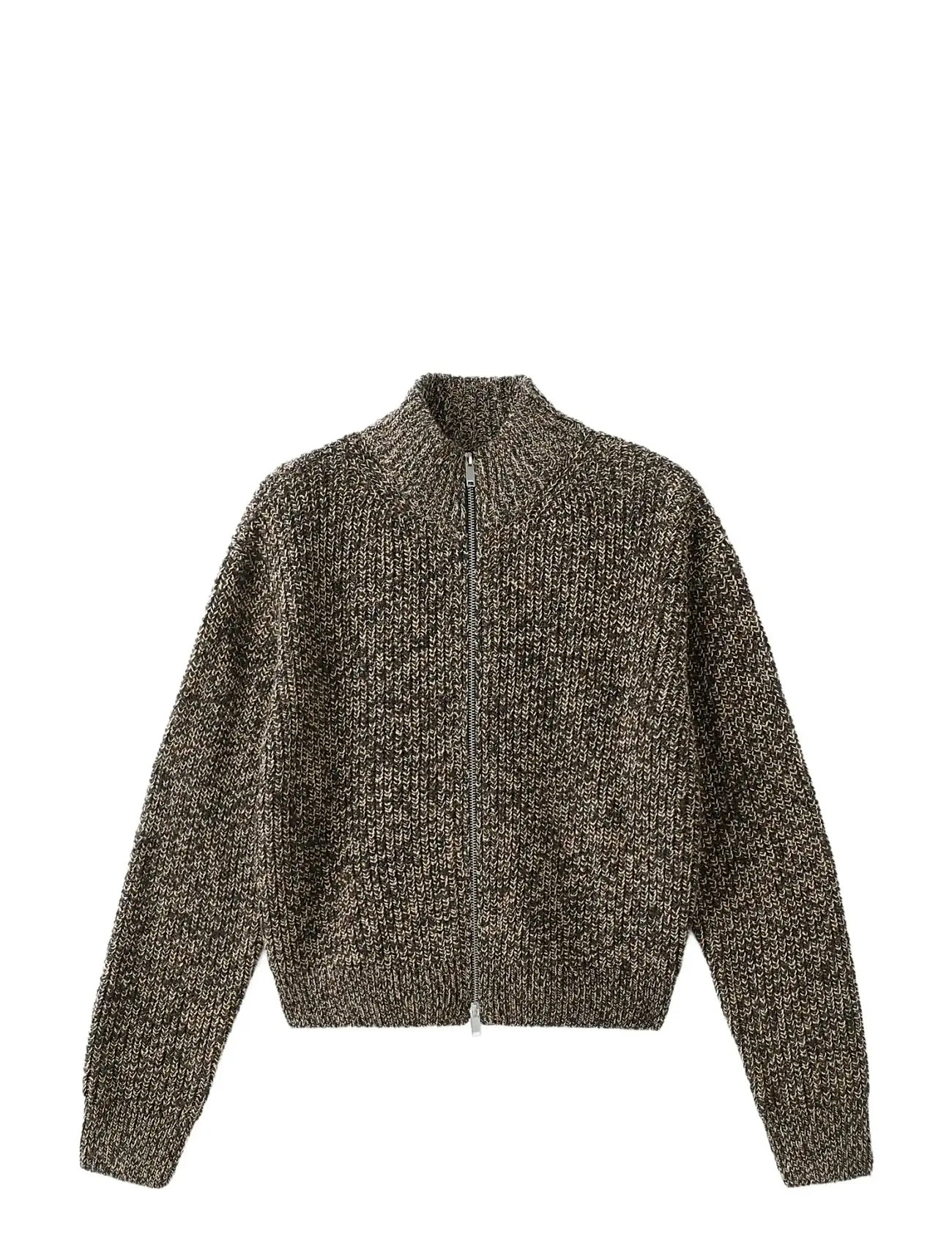 MANGO Speckled Zip-Up Cardigan Patterned - XS - Damen