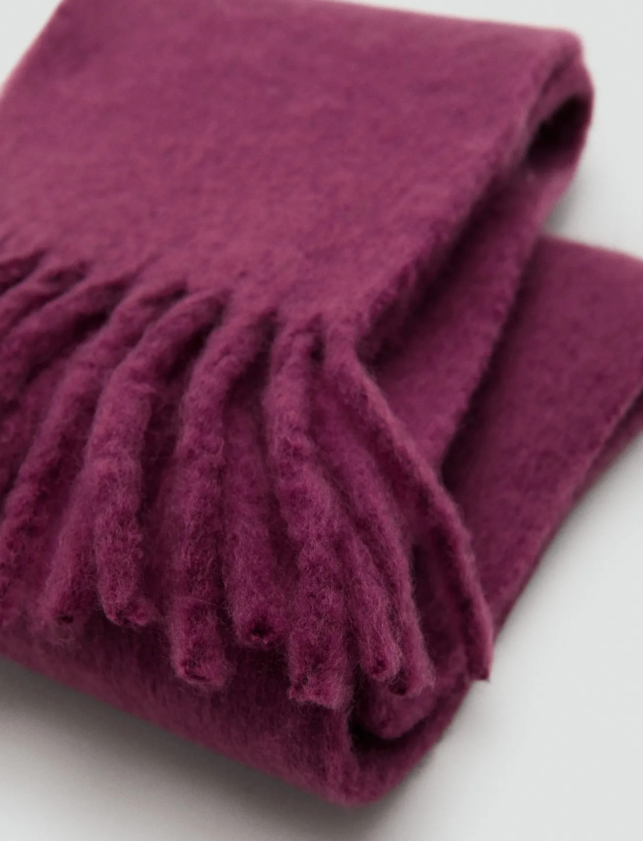 Mango Fringed Edge Scarf, One Size, Burgundy, Tørklæder & Halsvarmere > Tørklæder, Børn