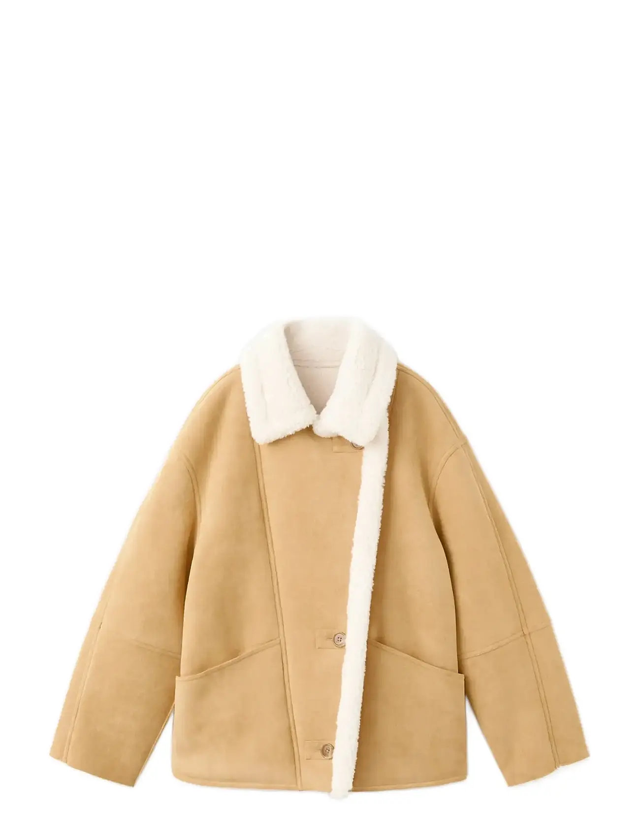 MANGO Wildleder-Effect Jacke With Shearling Collar Beige - S - Damen