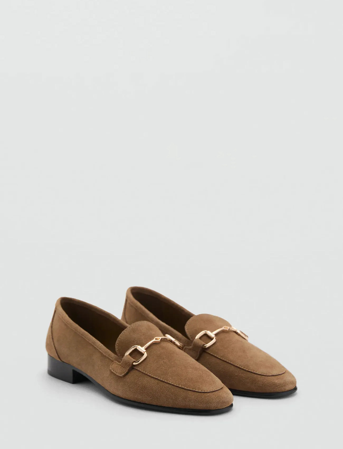 Mango Suede Moccasins With Buckle, 36, Beige, Sko > Flat Loafers, Dame