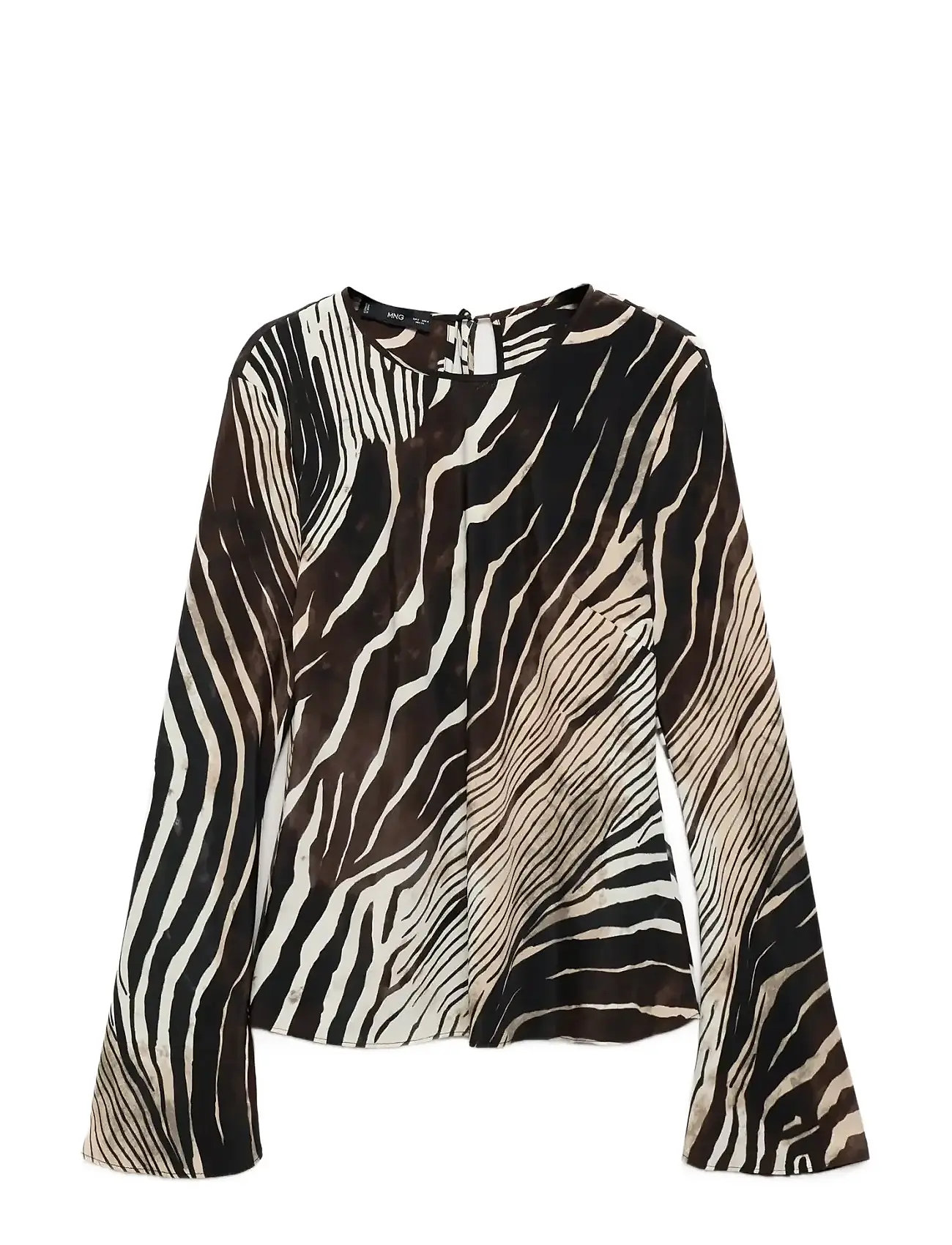 MANGO Zebra Print Bluse Schwarz - XS - Damen
