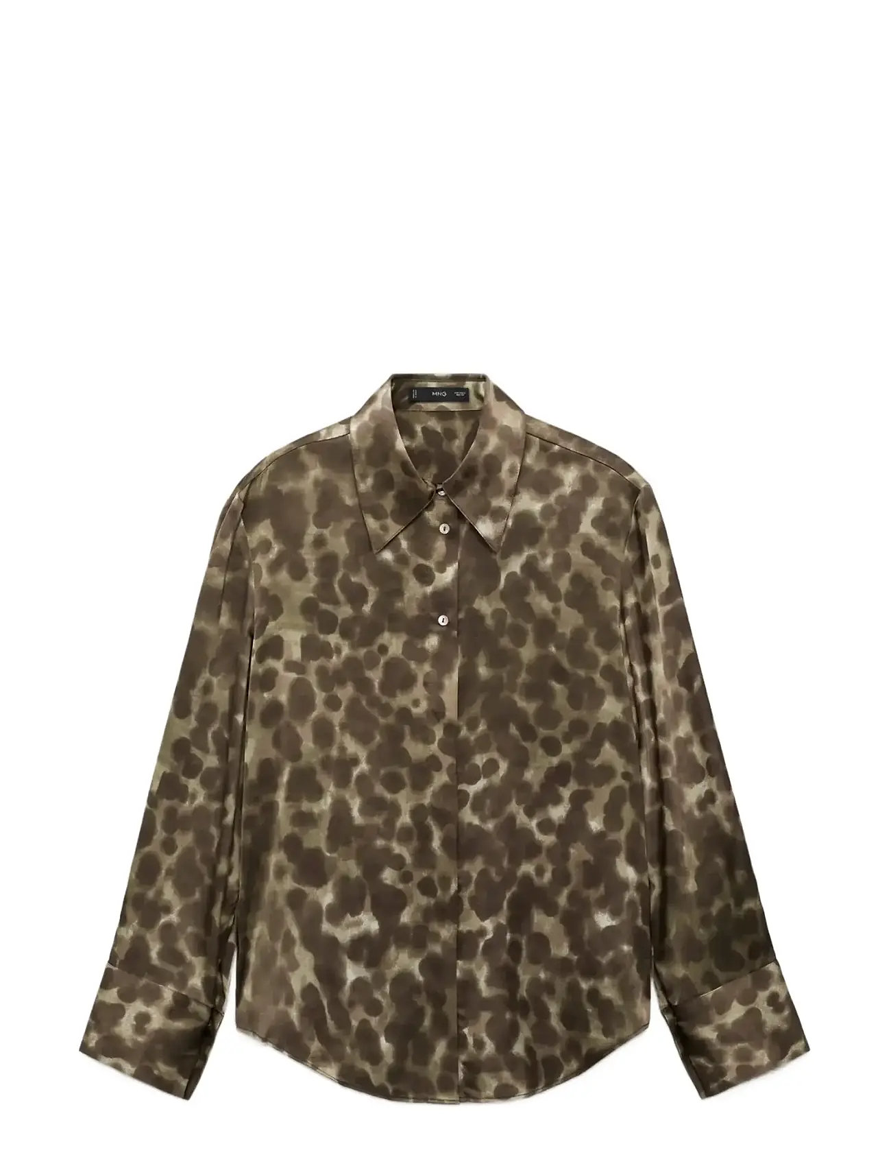 MANGO Satin Print Shirt Braun - S - Damen