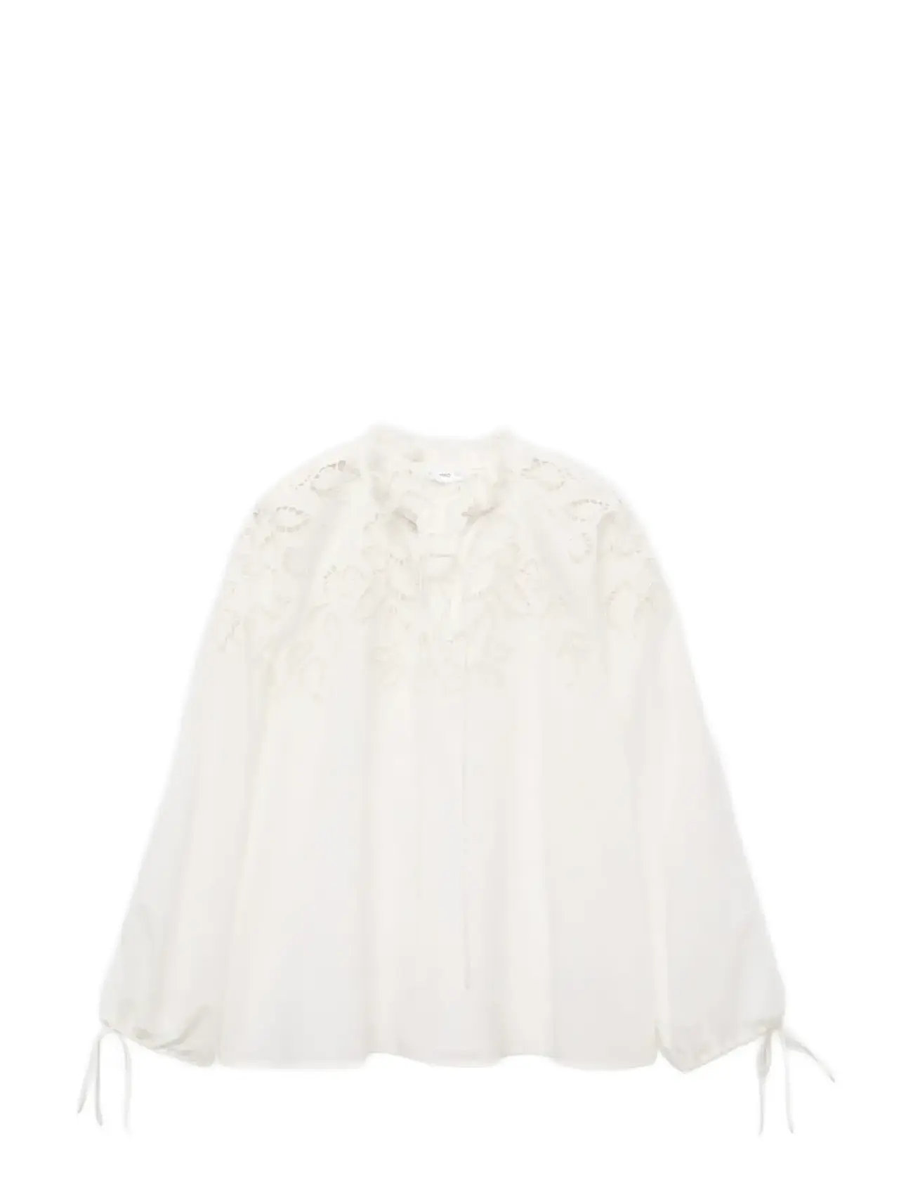 MANGO Bestickt Bluse With Bows Weiß - M - Damen