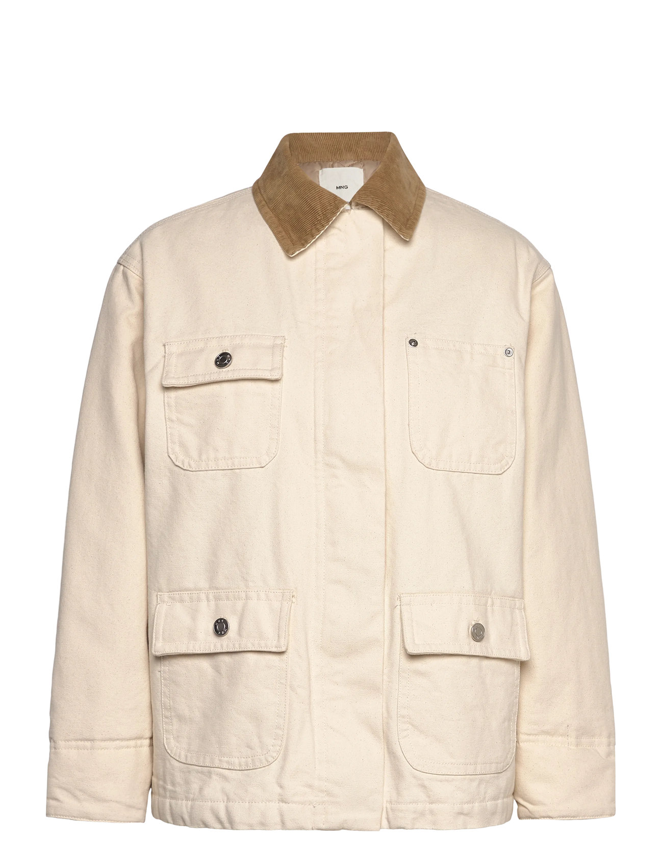 MANGO Denim Parka With Kordsamt Collar Cream - S - Damen
