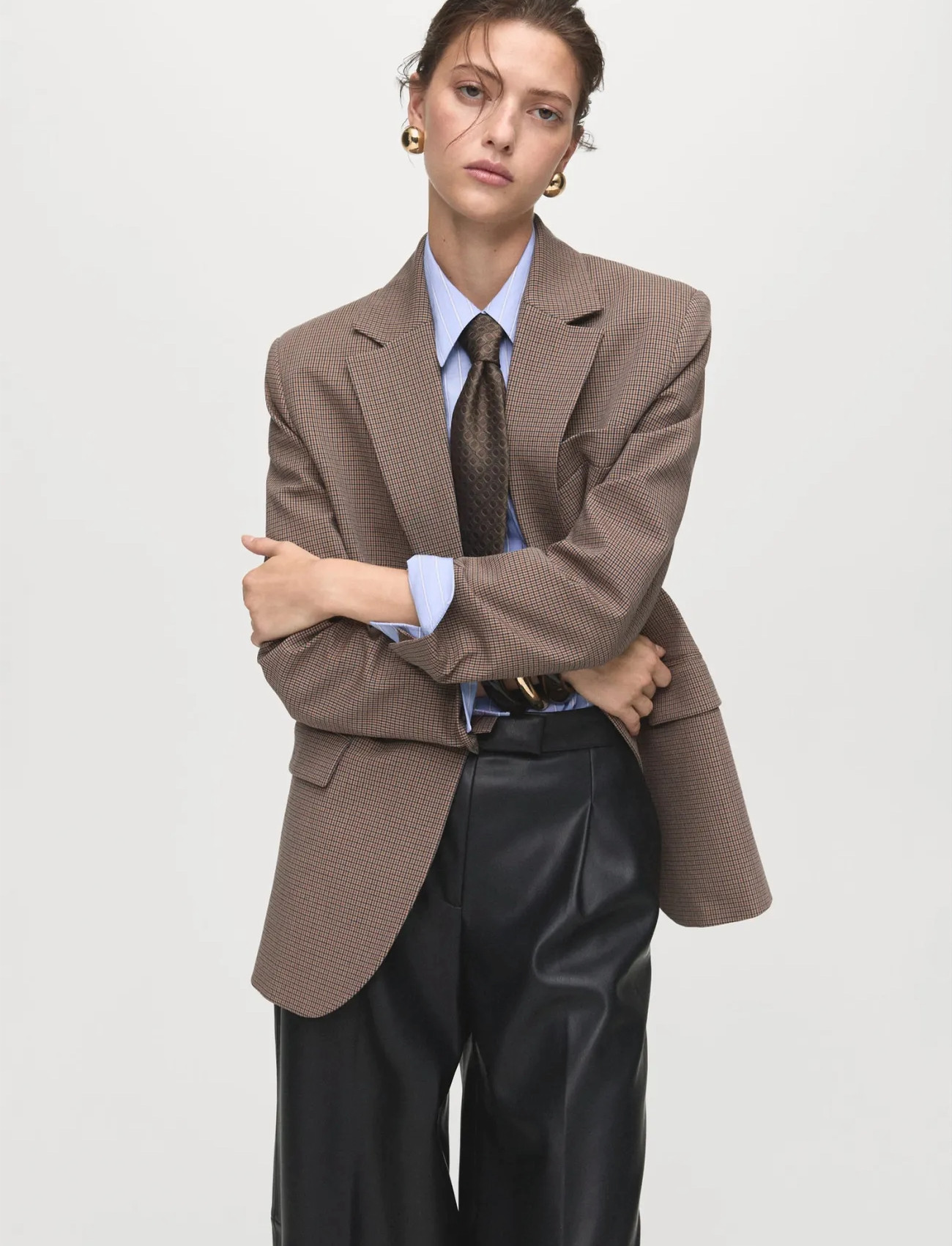 Mango Wide Leg Faux-Leather Trousers, 42, Black, Bukser > Brede Ben, Dame