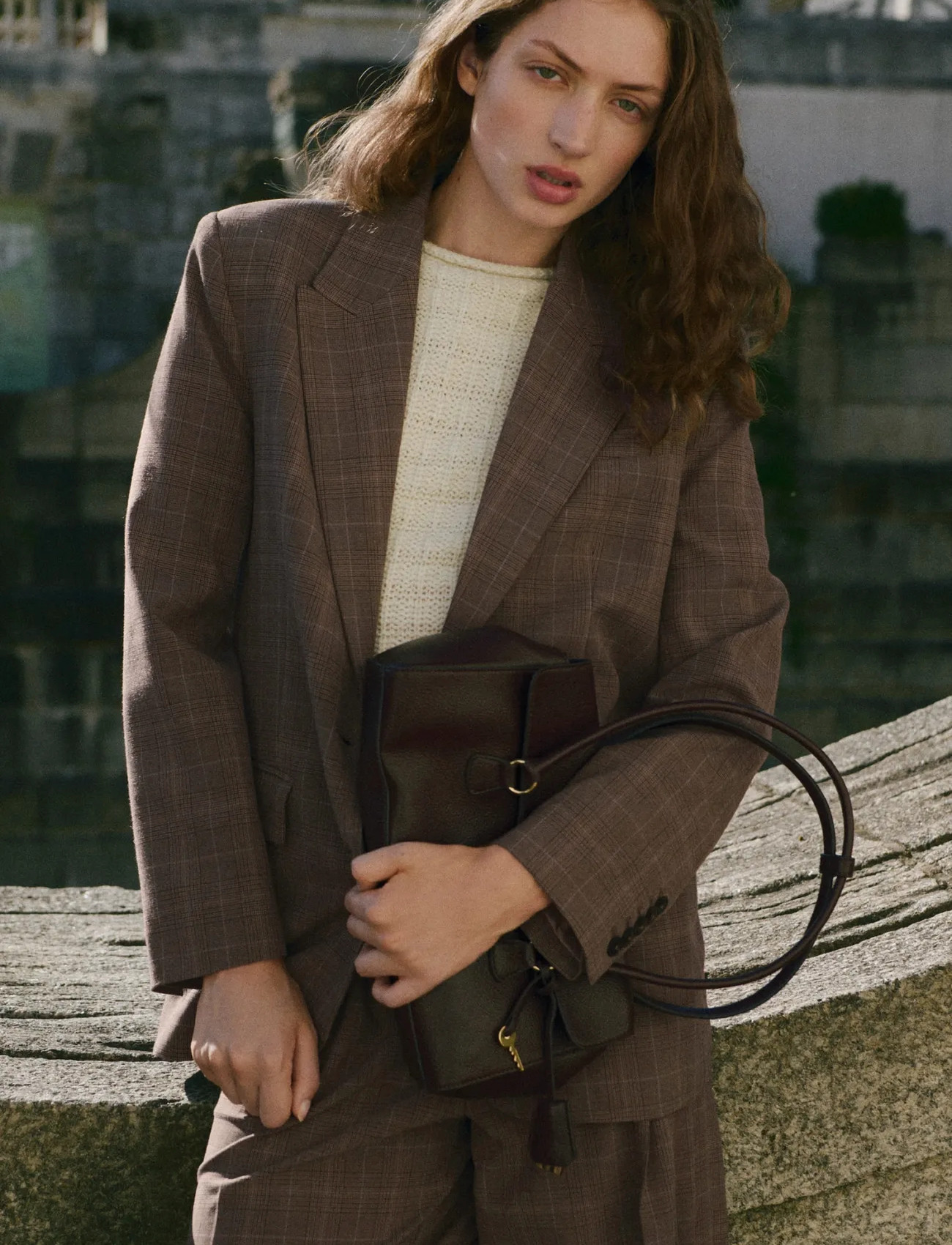 Mango Check Suit Jacket, XS, Brown, Blazere > Enkeltradede Blazere, Dame