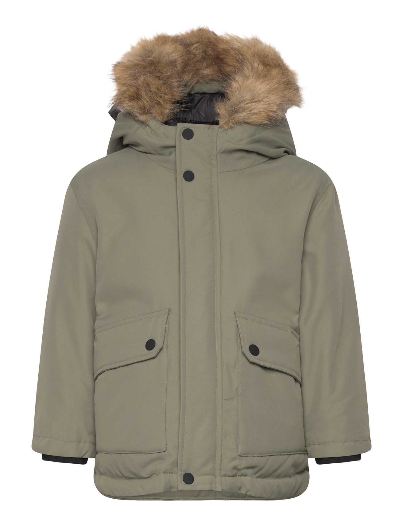 Mango Anorak With Shearling-Effect Hood, 4-5, Khaki green, Jakker Og Frakker > Anorakker, Børn