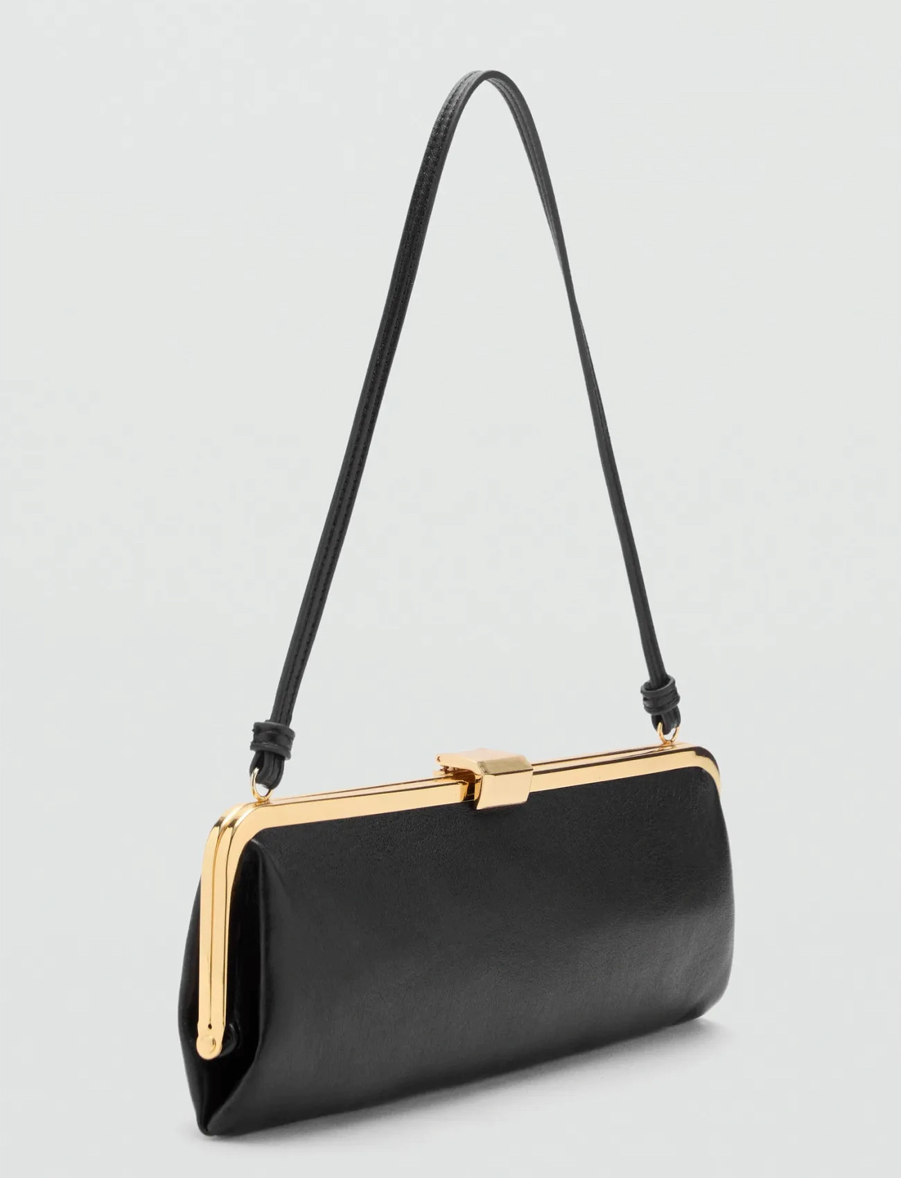 Mango Metallic Clutch Handbag, One Size, Black, Tasker > Clutches, Dame