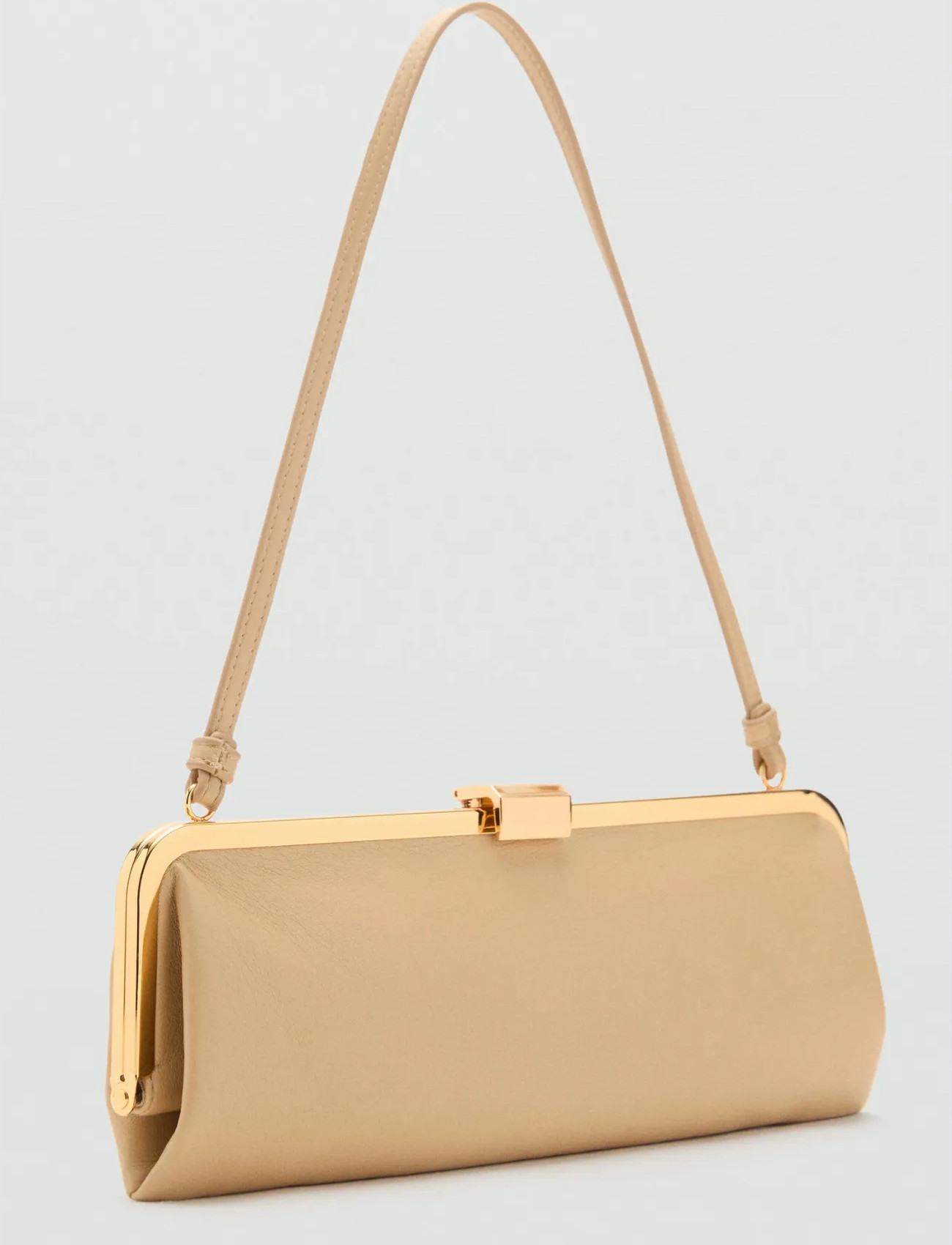 Mango Metallic Clutch Handbag, One Size, Beige, Tasker > Clutches, Dame
