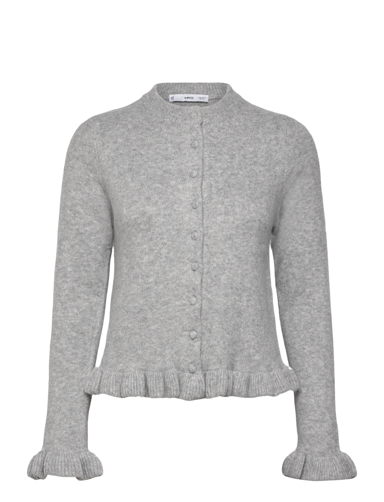 MANGO Ruffle Knit Cardigan Grau - S - Damen
