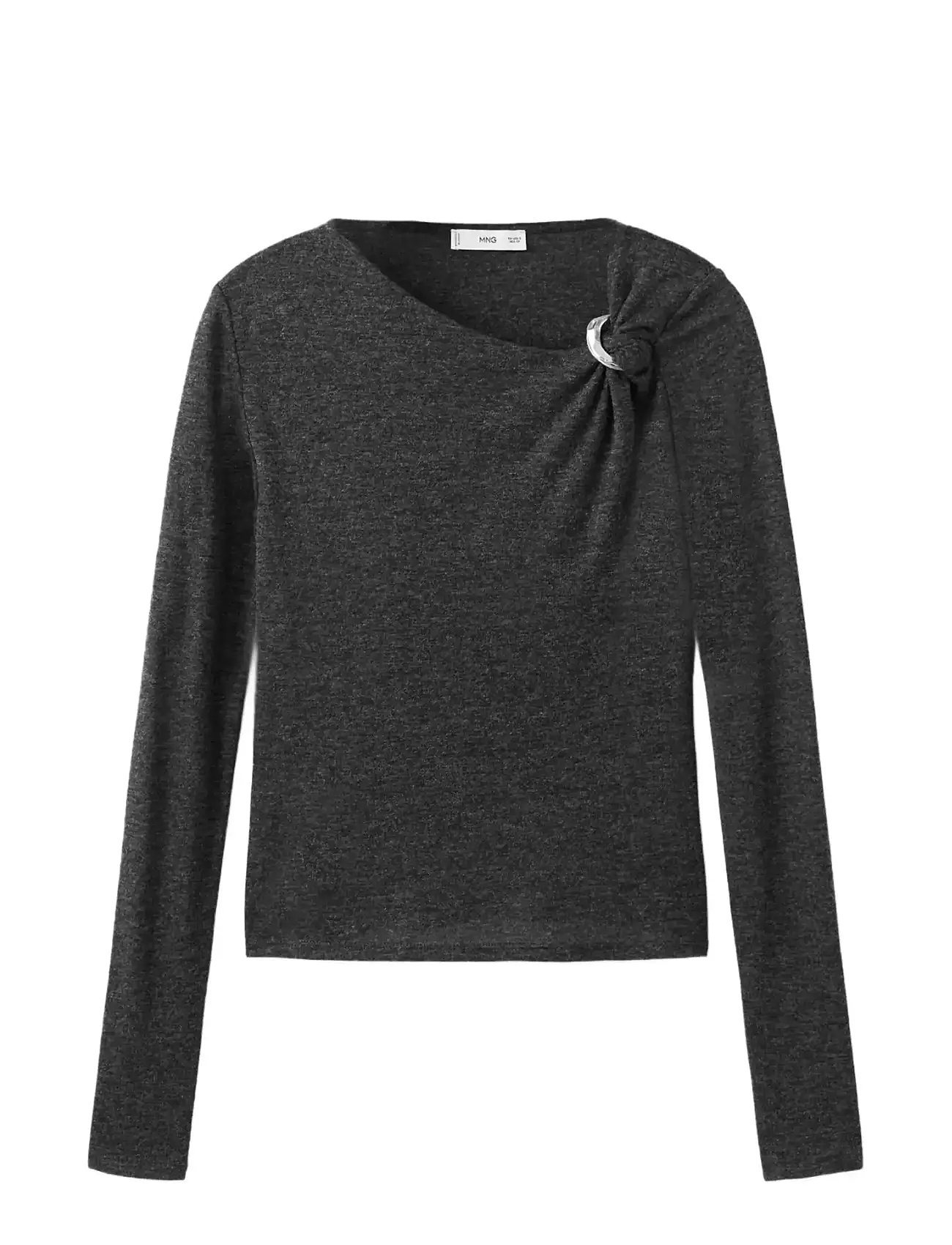 MANGO Metal Detail T-Shirt Grau - M - Damen