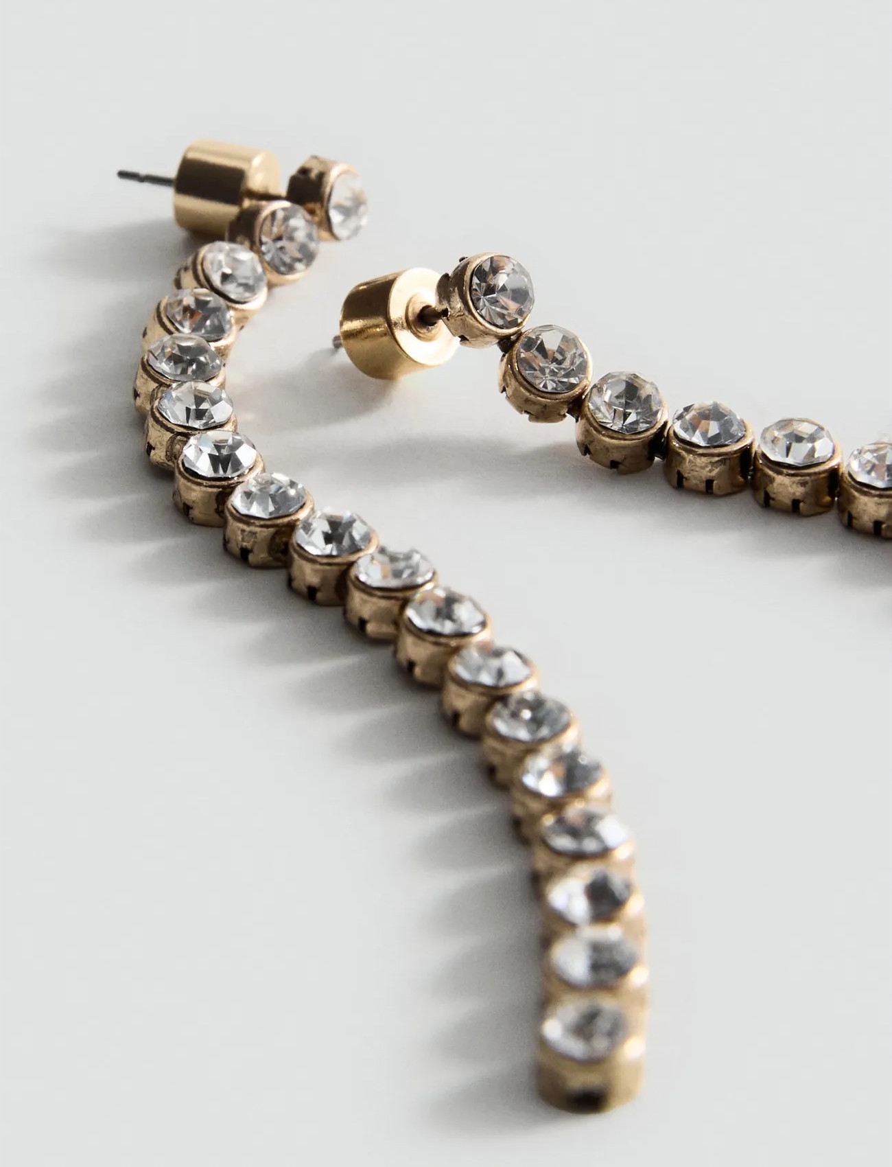 Mango Long Crystal Earrings, One Size, Gold, Øreringe > Ørestikker, Dame