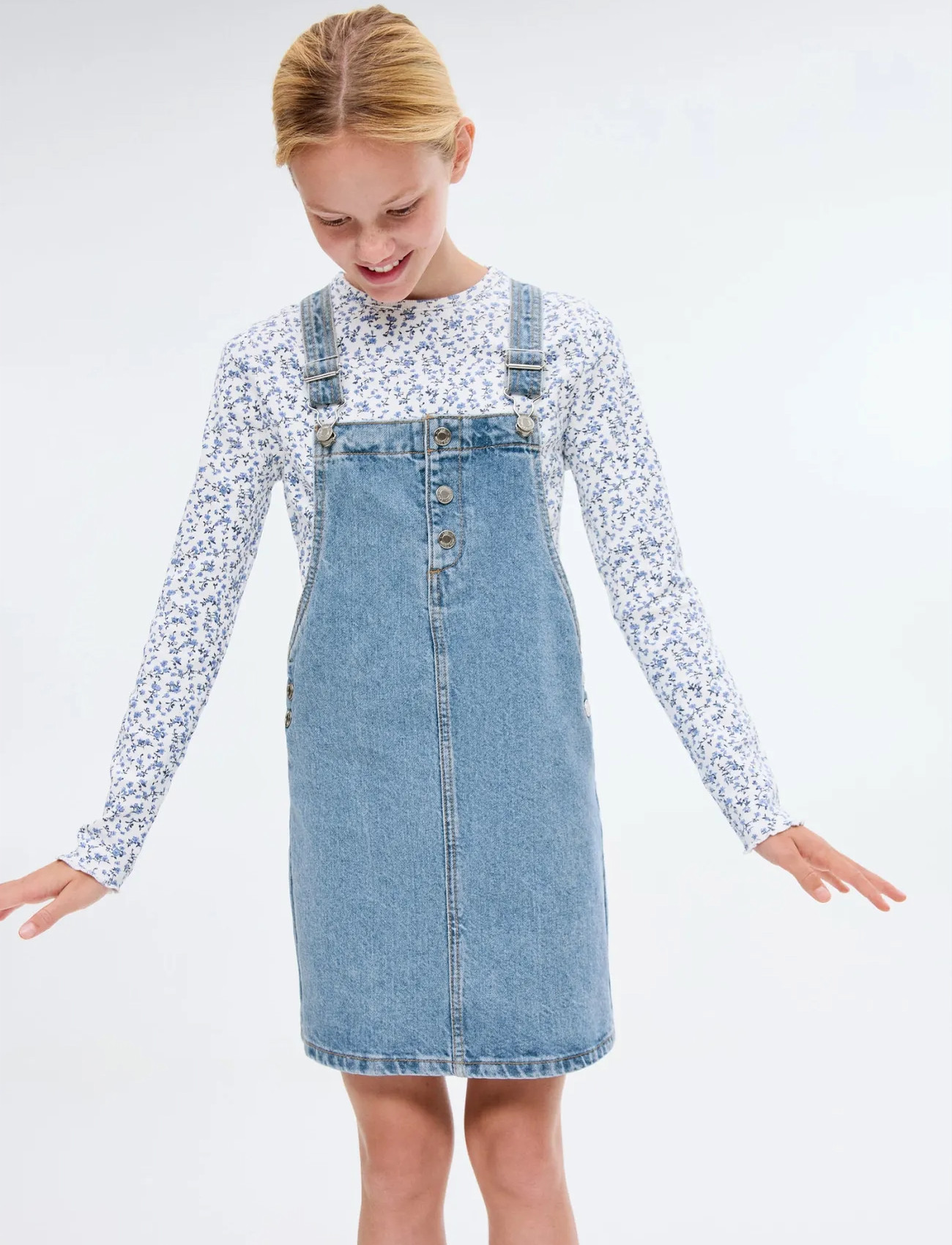 Mango Short Denim Pinafore, 11, Blue, Kjoler > Dungaree-Kjole, Børn