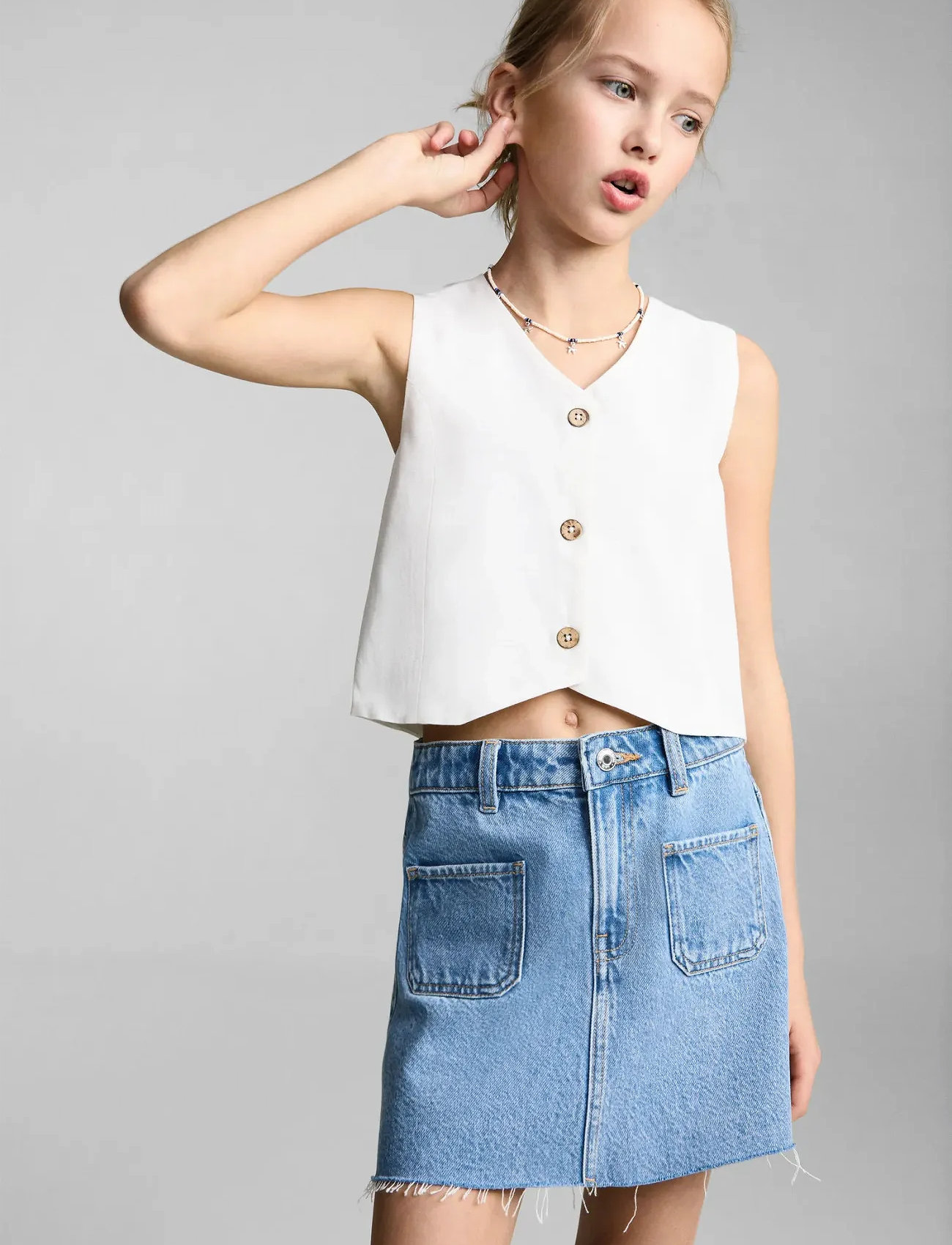 Mango Denim Short Skirt, 7, Blue, Nederdele > Korte Nederdele, Børn