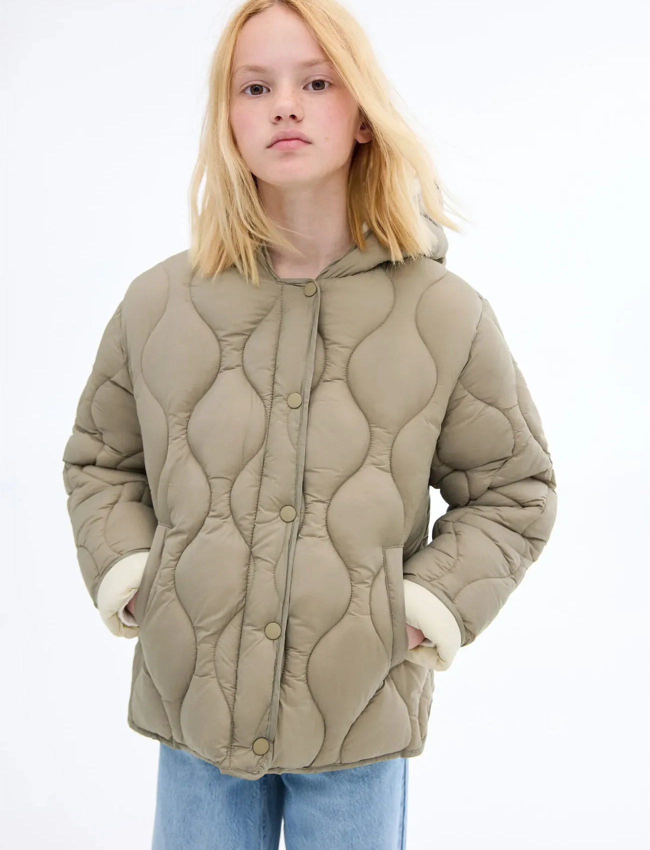 Mango Hood Puffer Coat, 6, Beige, Jakker & Frakker > Quiltede Jakker, Børn