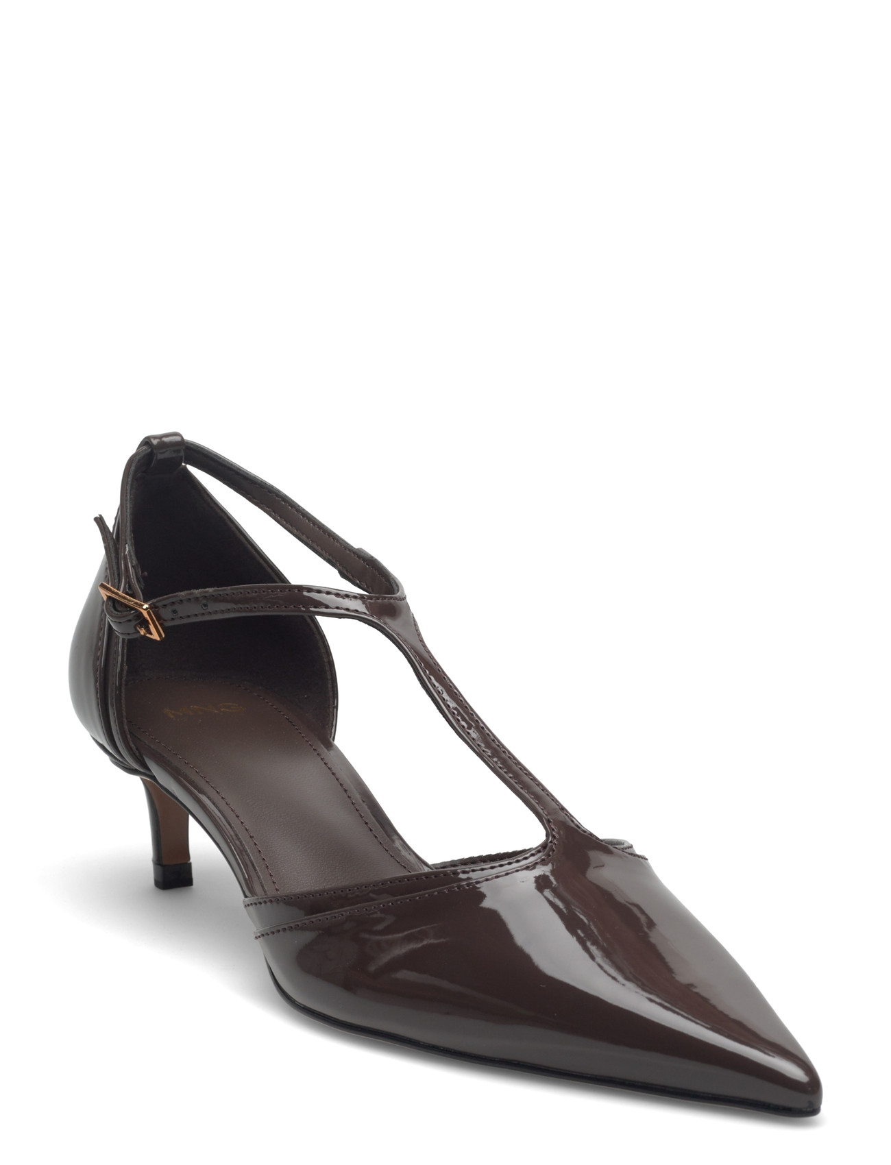 MANGO Kitten-Heel Patent Leder Schuhe Braun - 37 - Damen