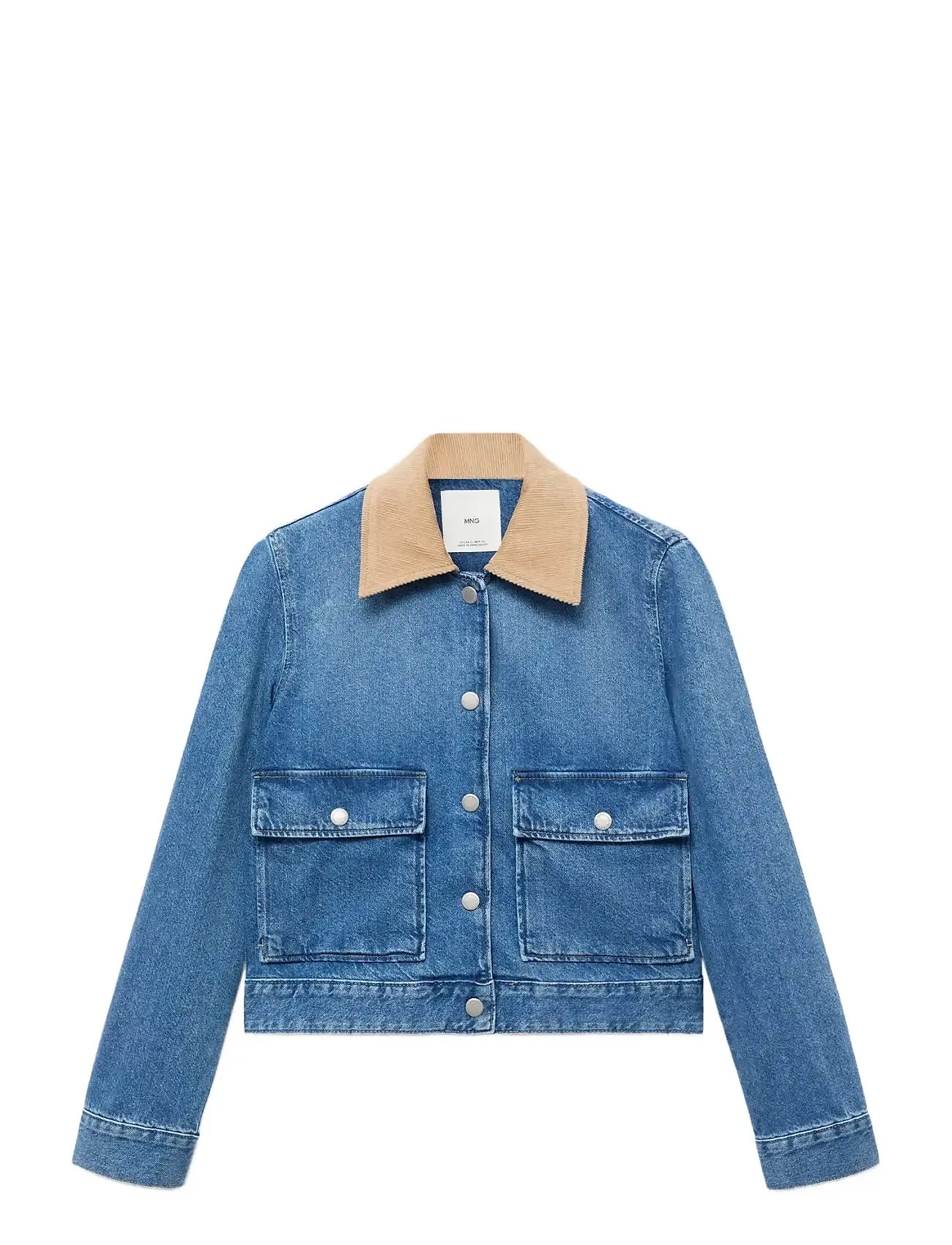 MANGO Kordsamt Collar Denim Jacke Blau - S - Damen