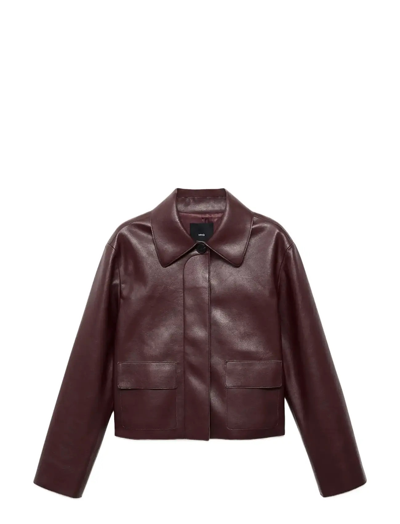 MANGO Faux-Leder Jacke With Pockets Burgundy - L - Damen