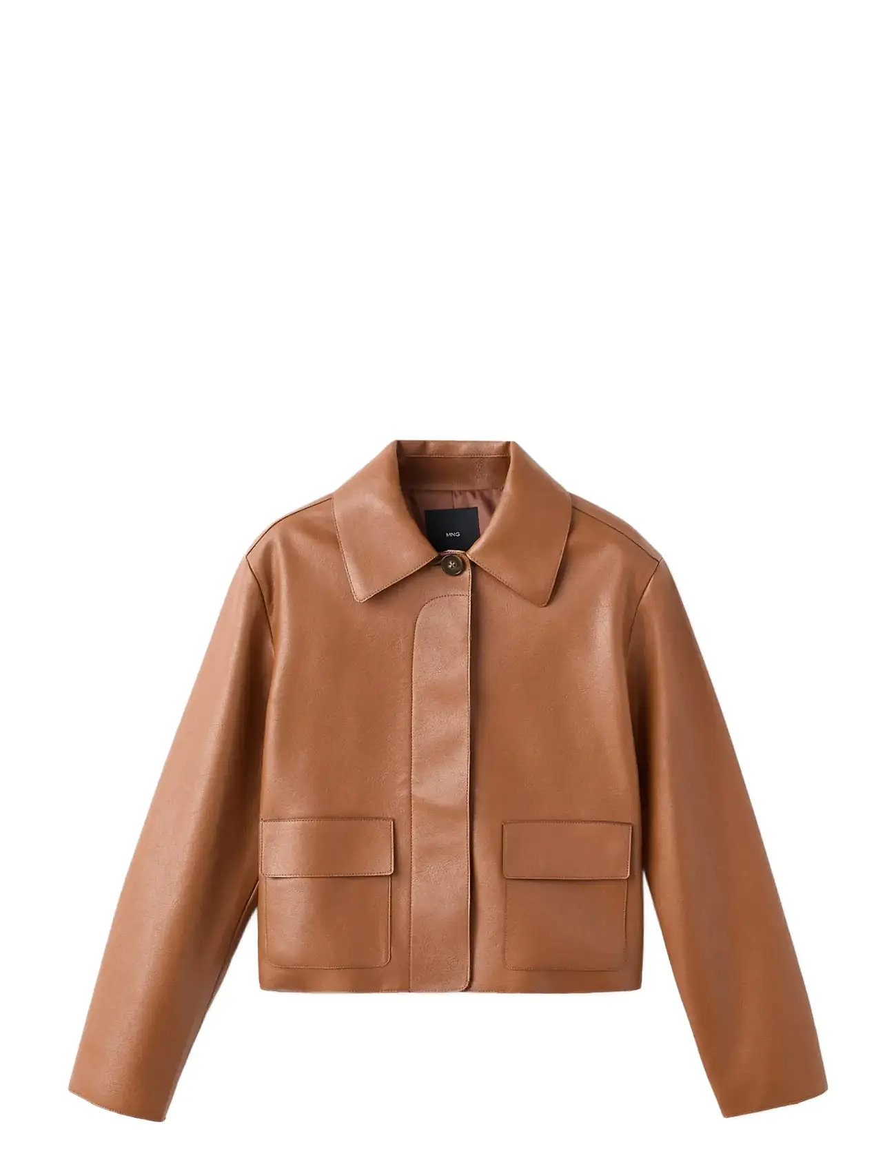 MANGO Faux-Leder Jacke With Pockets Braun - XS - Damen