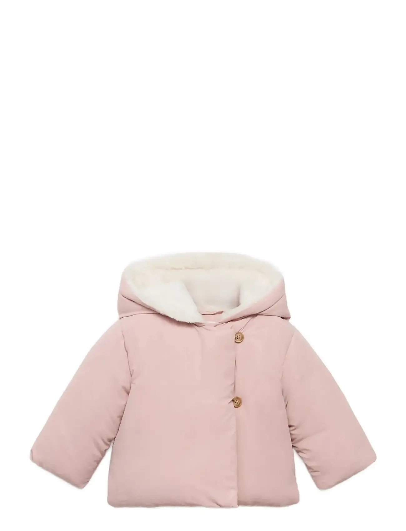 MANGO Anorak With Shearling-Effect Hood Pink - 18-24M - Kinder