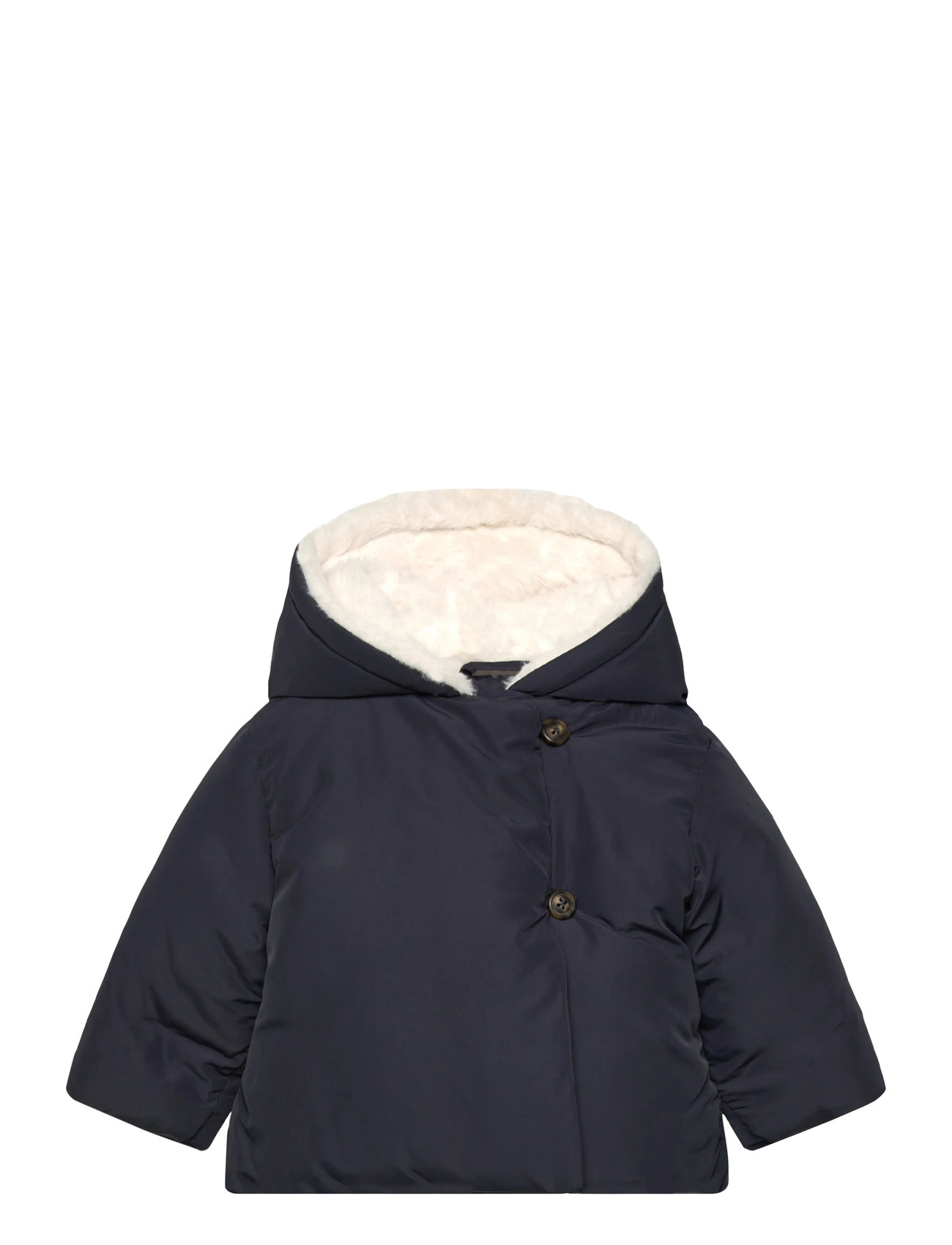 MANGO Anorak With Shearling-Effect Hood Navy - 6-9M - Kinder