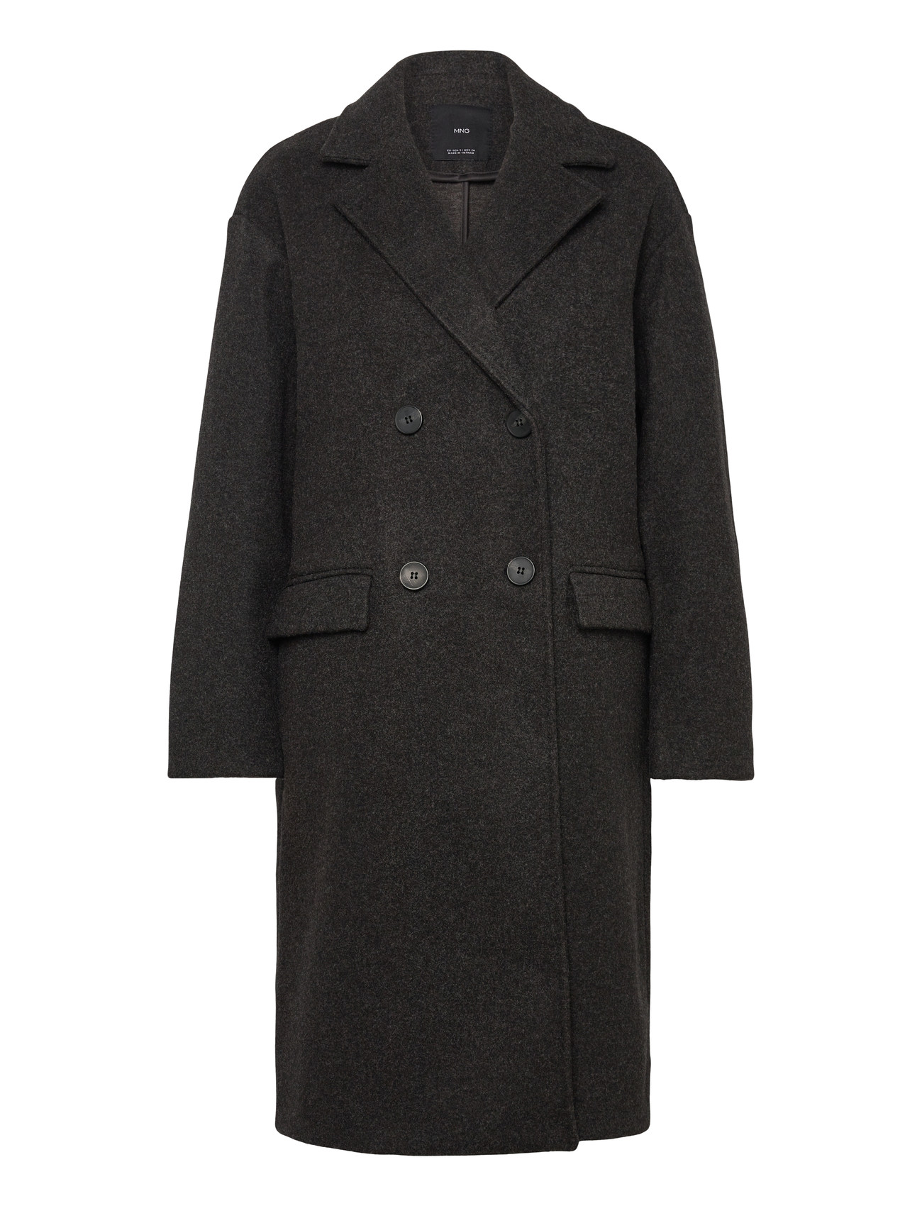 MANGO Double-Breasted Midi Mantel Grau - S - Damen