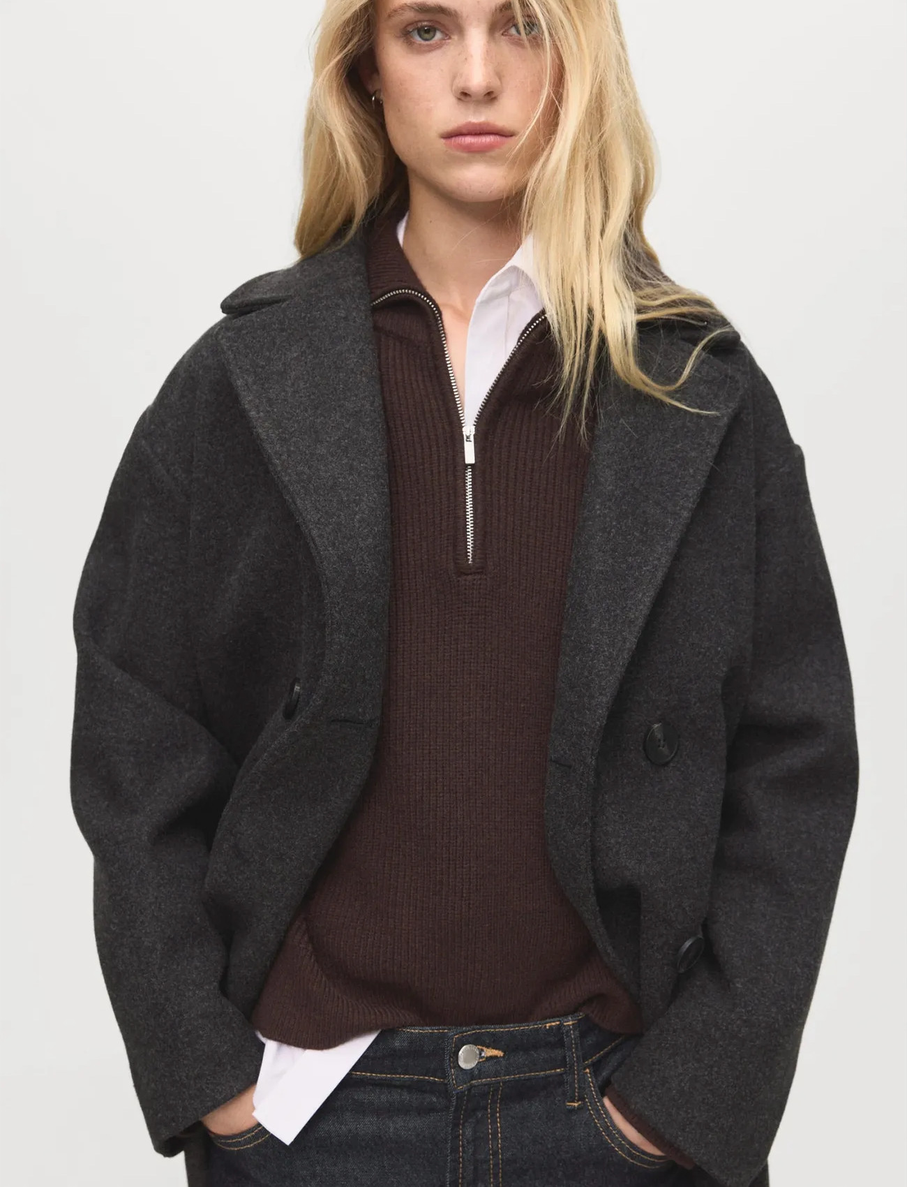 Mango Double Breasted Midi Coat
