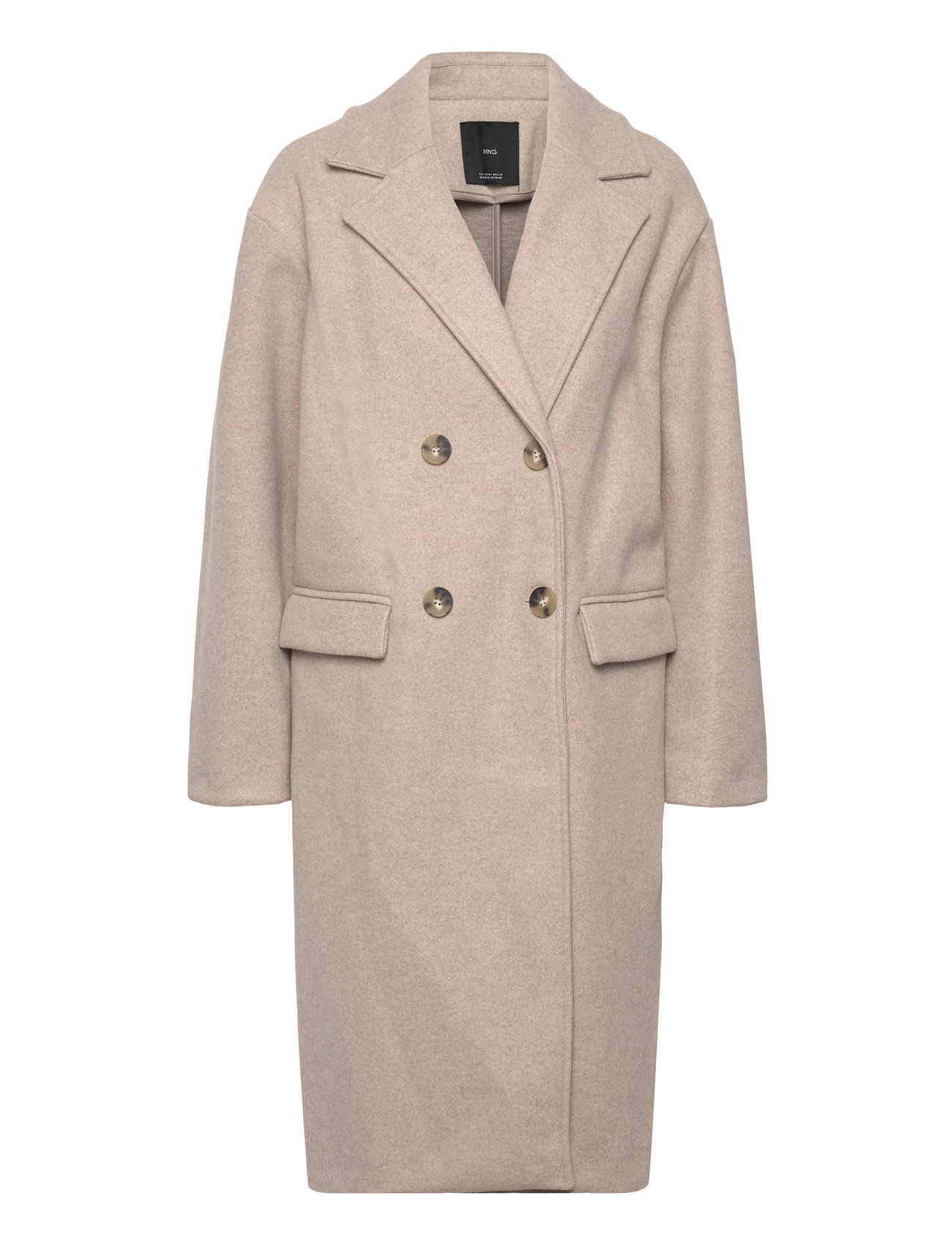 MANGO Double-Breasted Midi Mantel Beige - XL - Damen