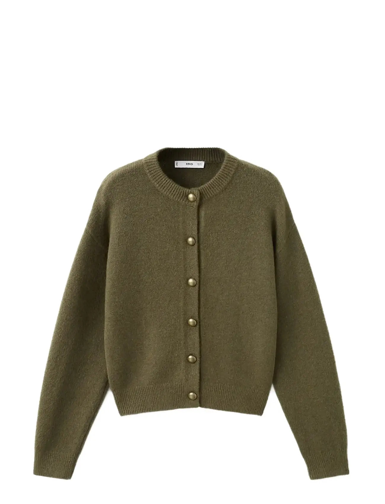 MANGO Chunky-Knit Cardigan With Buttons Khaki - XS - Damen