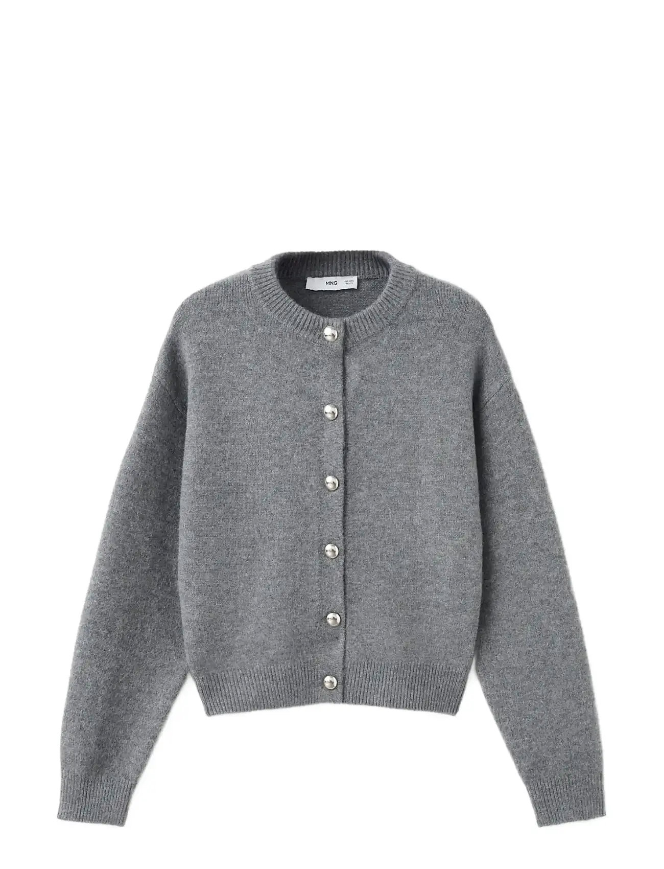 MANGO Chunky-Knit Cardigan With Buttons Grau - XL - Damen