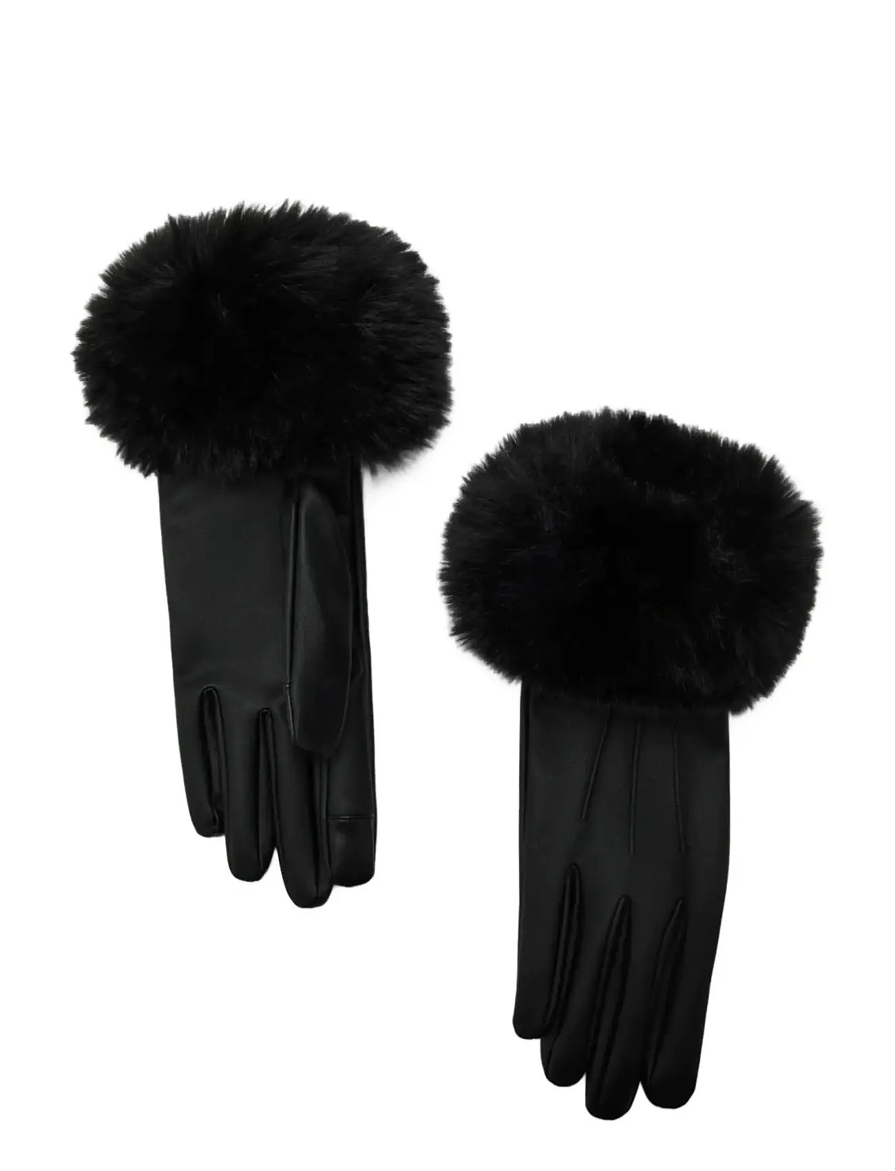 MANGO Combined Hair Handschuhe Schwarz - S - Damen