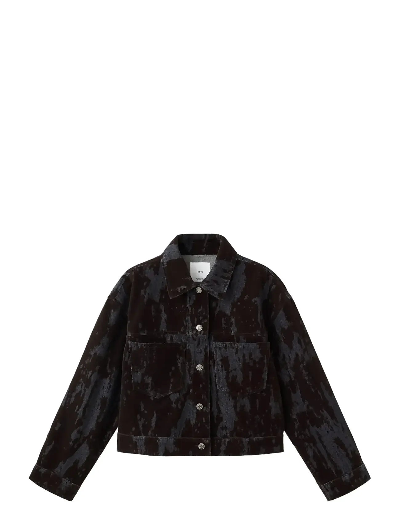 MANGO Devoré Denim Jacke Schwarz - L - Damen