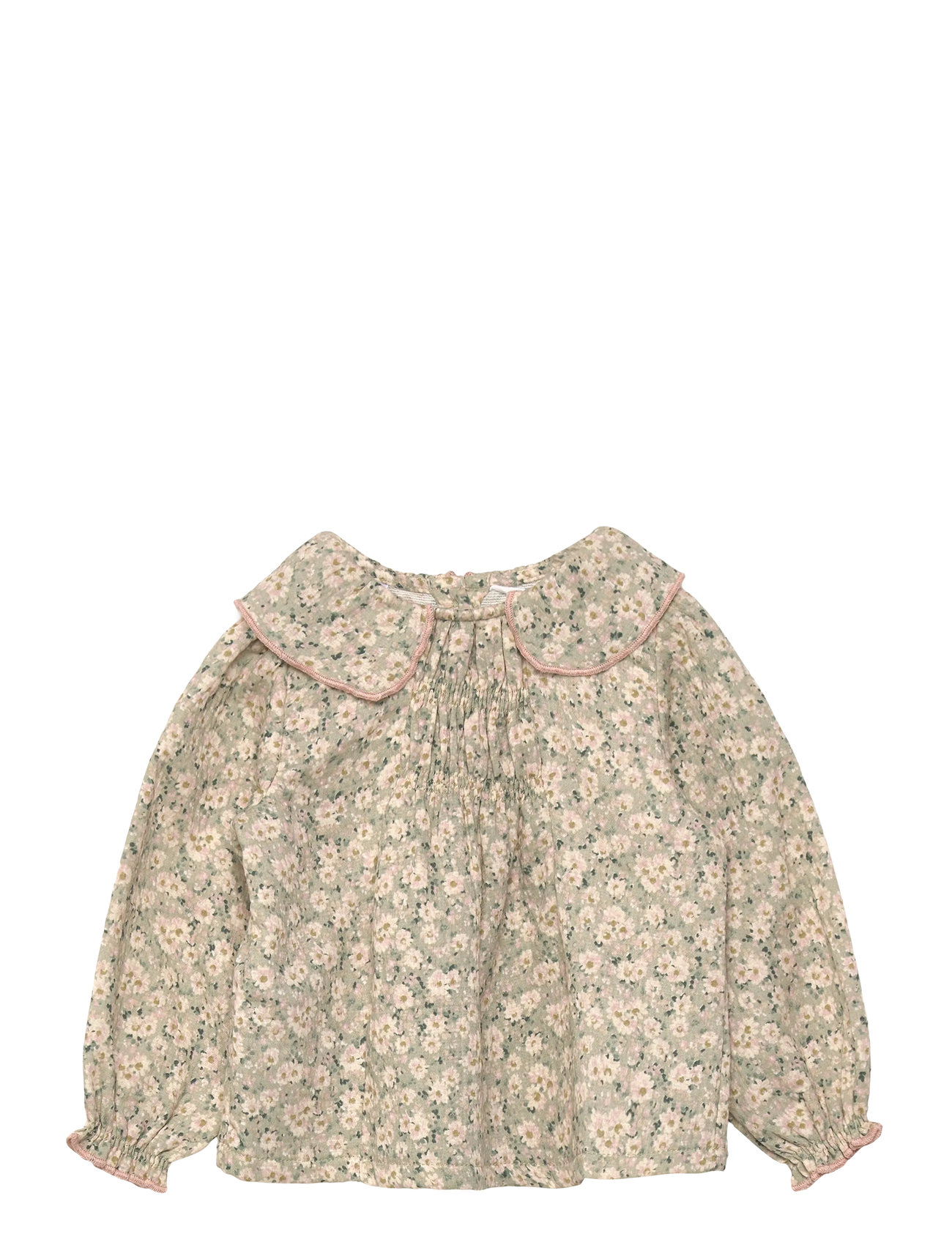 Mango Floral Cotton Blouse, 4-5, Khaki green, Overdele > Bluser & Tunikaer, Børn
