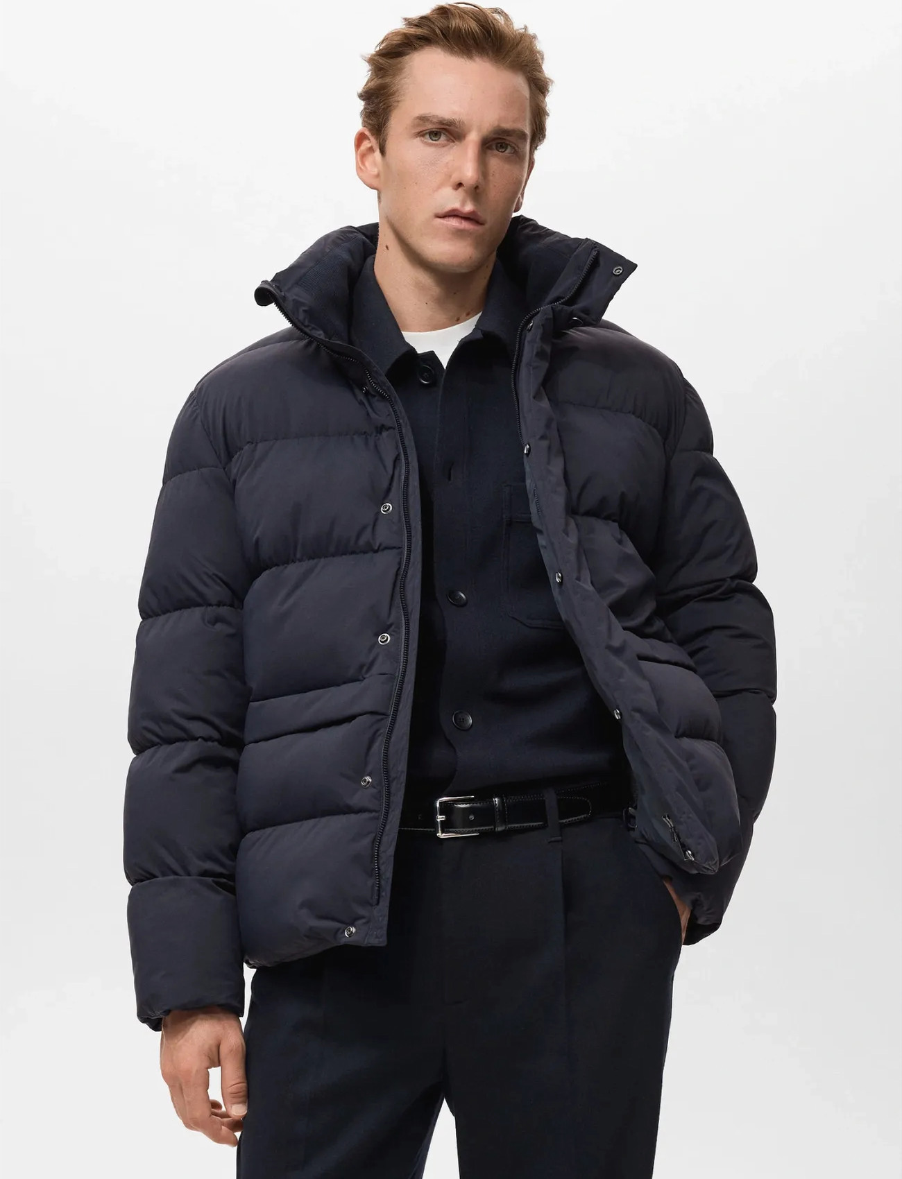 Mango Short Water-Repellent Puffer Jacket, L, Navy, Jakker > Quiltede Jakker, Herre