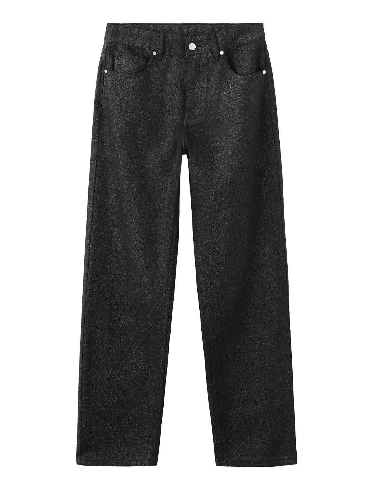 MANGO Shiny Straight-Bein Jeans Schwarz - 40 - Damen