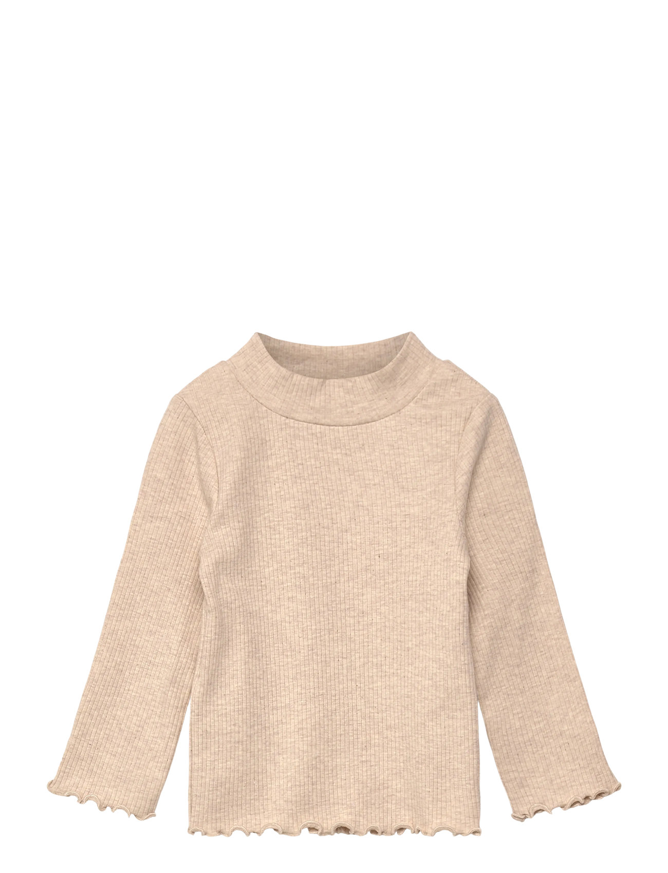 MANGO Ribbed High Neck T-Shirt Beige - 9-12M - Kinder
