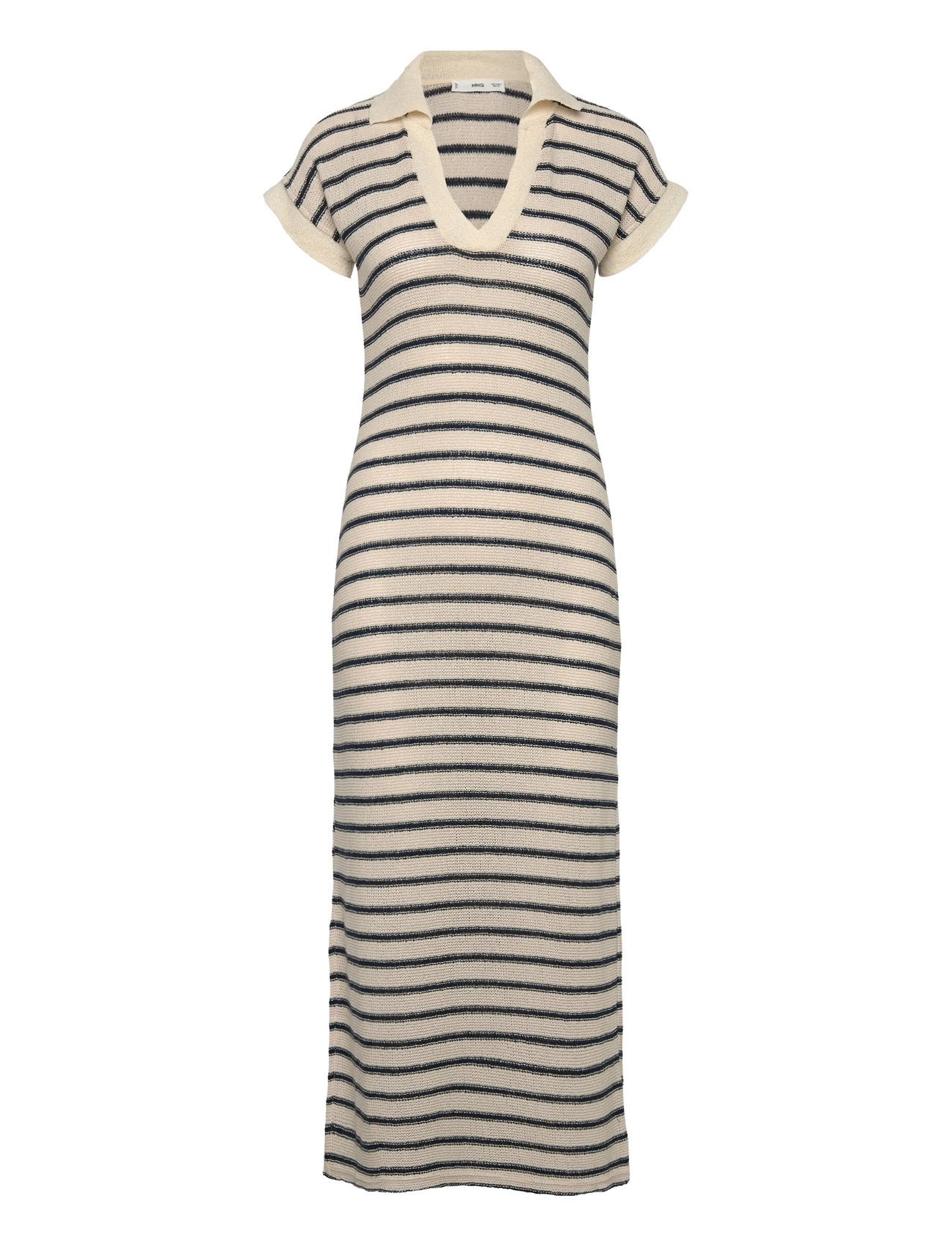 MANGO Long Gestreift Strick Kleid Silber - XS - Damen