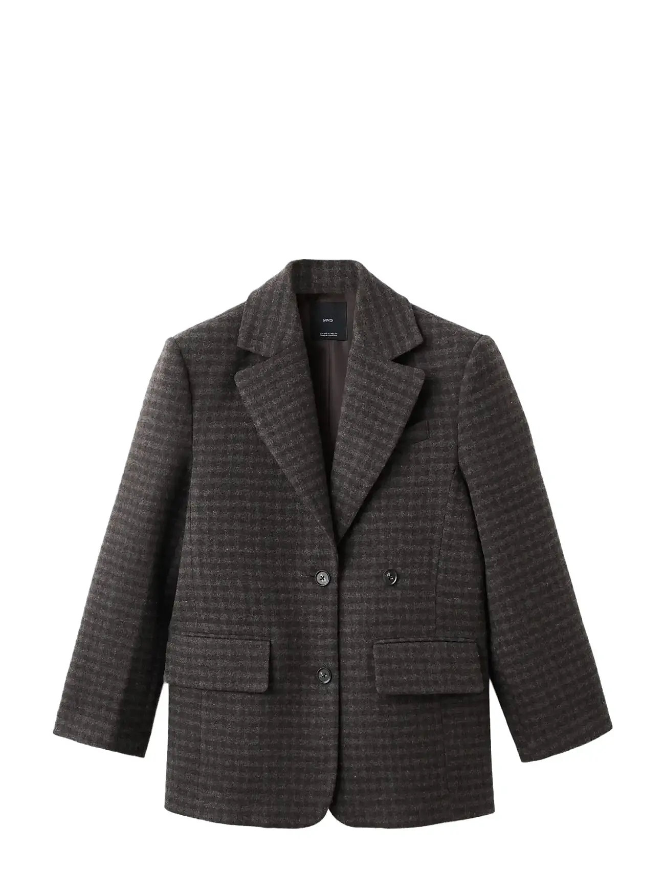 MANGO Micro Houndstooth Wolle Blazer Braun - XL - Damen