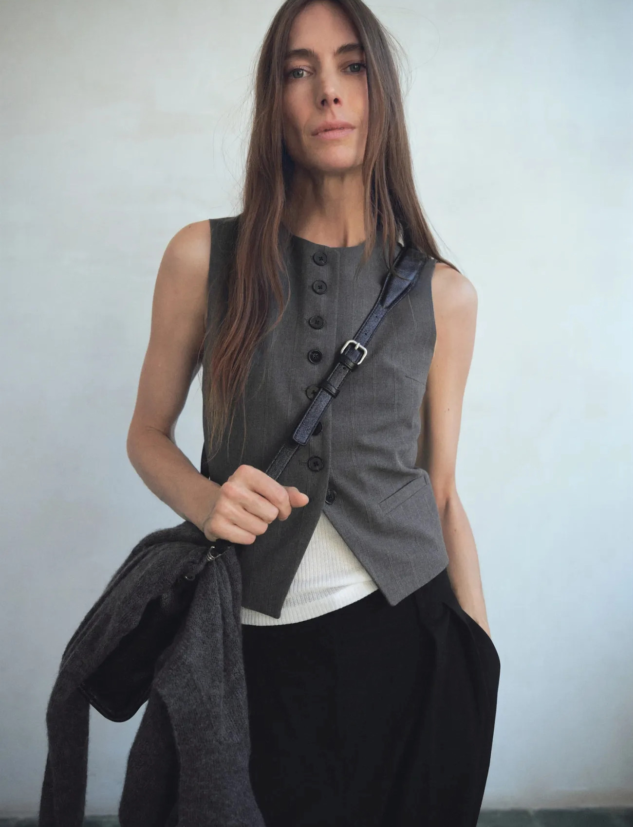 Mango Suit Waistcoat With Buttons, XS, Grey, Veste > Strikkede Veste, Dame