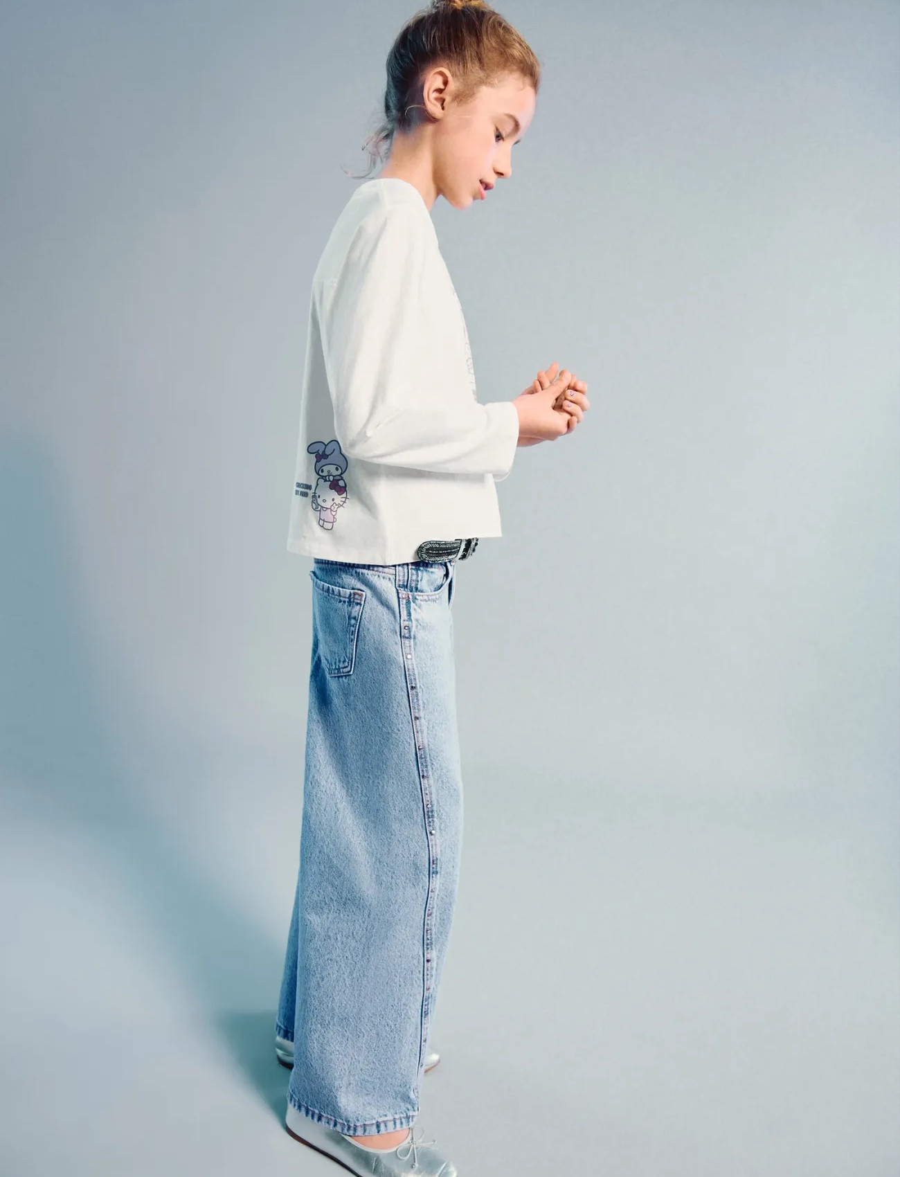Mango Wide Leg Studded Jeans, 7, Blue, Jeans > Vidde Jeans, Børn