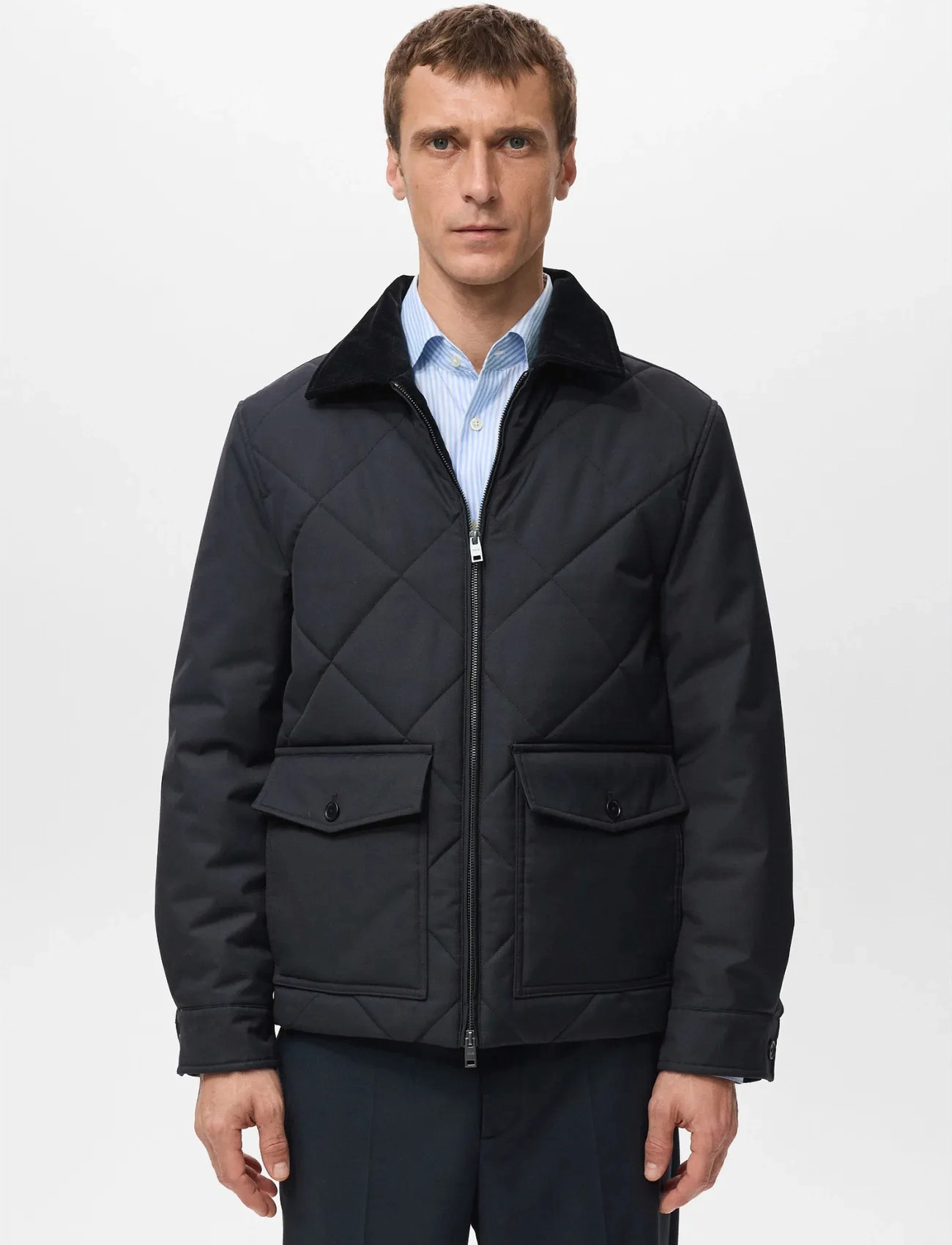Mango Quilted Water Repellent Jacket, M, Navy, Jakker > Quiltede Jakker, Herre