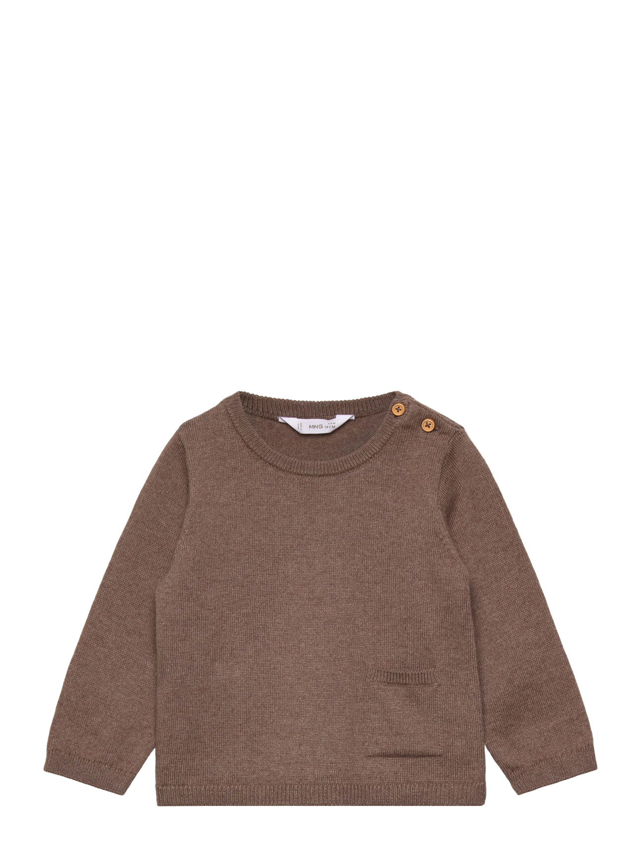 Mango Knit Pocket Sweater, 3-6M, Brown, Strik > Pullovere, Børn