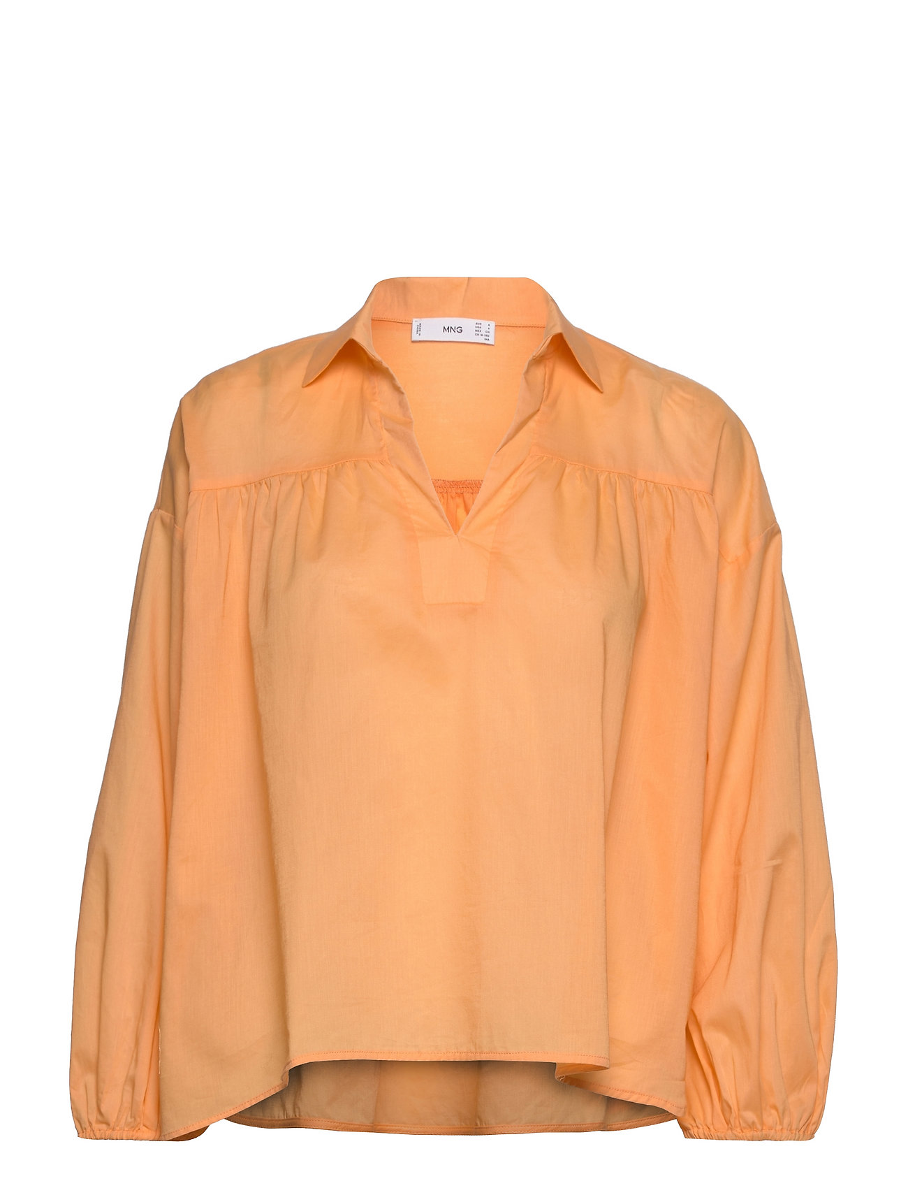 100% Cotton Blouse Tops Blouses Long-sleeved Orange Mango
