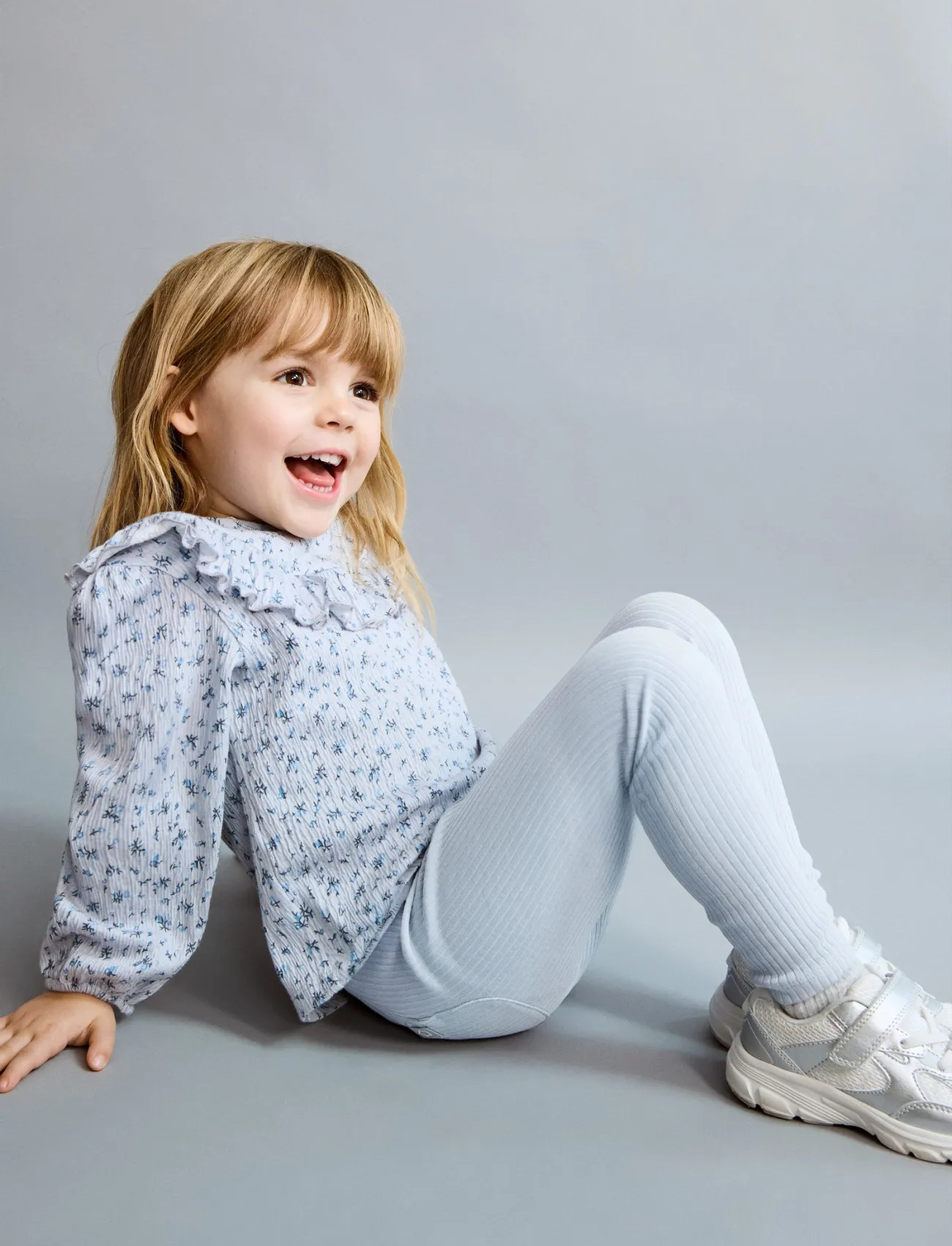 Mango Cotton Ribbed Leggings, 3-4, Blue, Underdele > Leggings, Børn