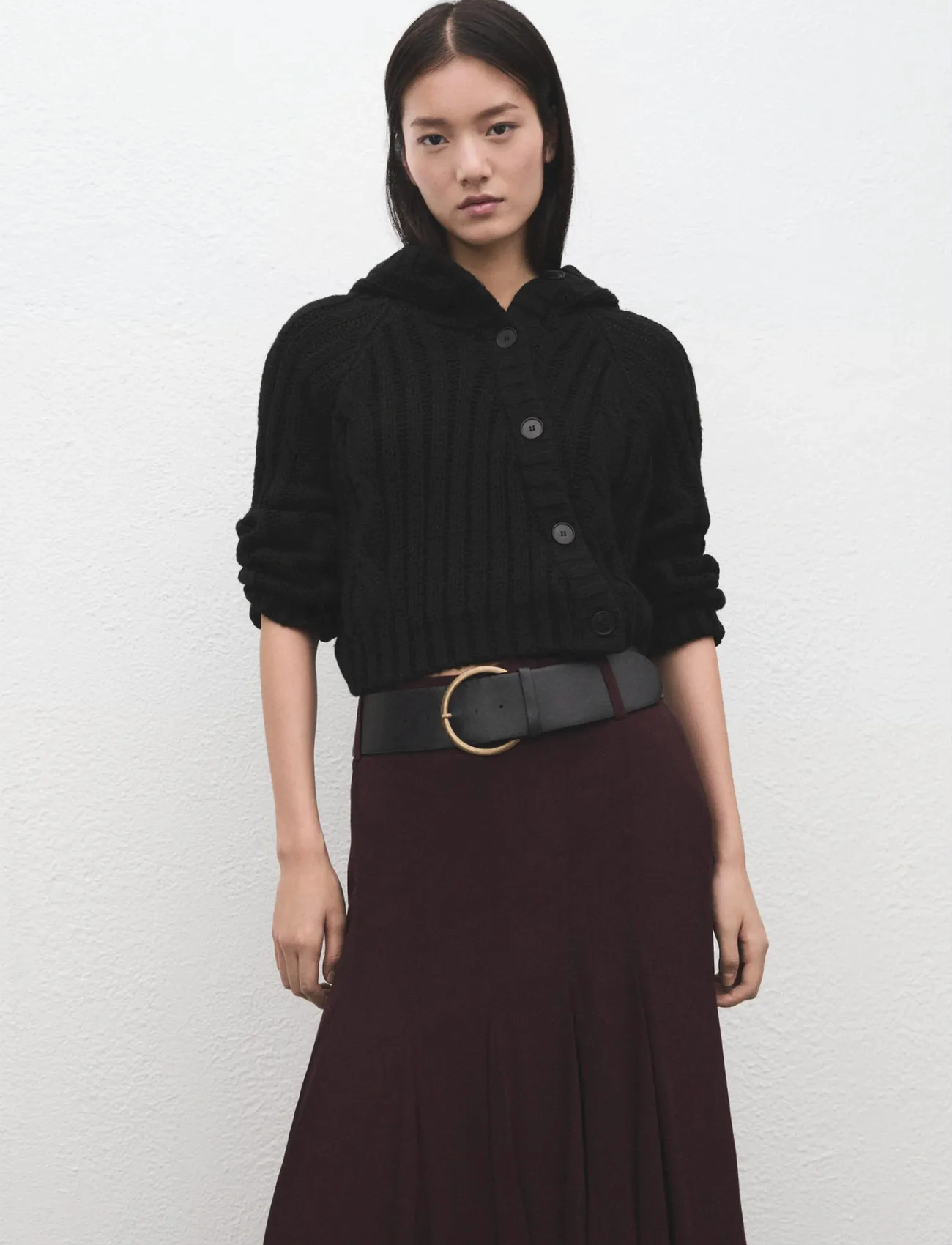 Mango Double-Breasted Jacket With Buttons, L, Black, Strik > Cardigans, Dame